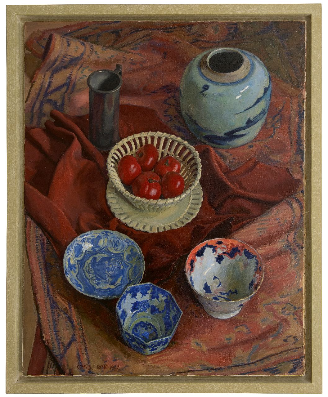 Bolding C.  | Cornelis 'Cees' Bolding | Gemälde zum Verkauf angeboten | Stilleben mit Vasen und Schalen, Öl auf Leinwand 105,5 x 85,4 cm, Unterzeichnet u.l. und datiert 1942