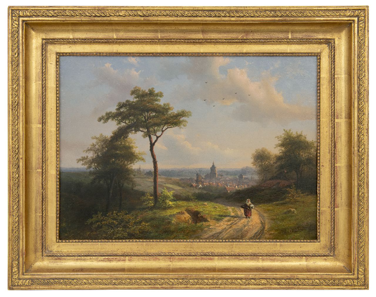 Biester A.  | Anthony Biester, Blick auf Kleve ab die Nimwegerstrasse, Öl auf Holz 32,8 x 45,4 cm, Unterzeichnet u.r. und datiert 1864