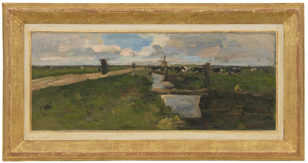 Ritsema J.C.  | 'Jacob' Coenraad Ritsema, Landschaft bei Haarlem, Öl auf Leinwand 25,3 x 60,3 cm, Unterzeichnet u.r. und auf dem Keilrahmen