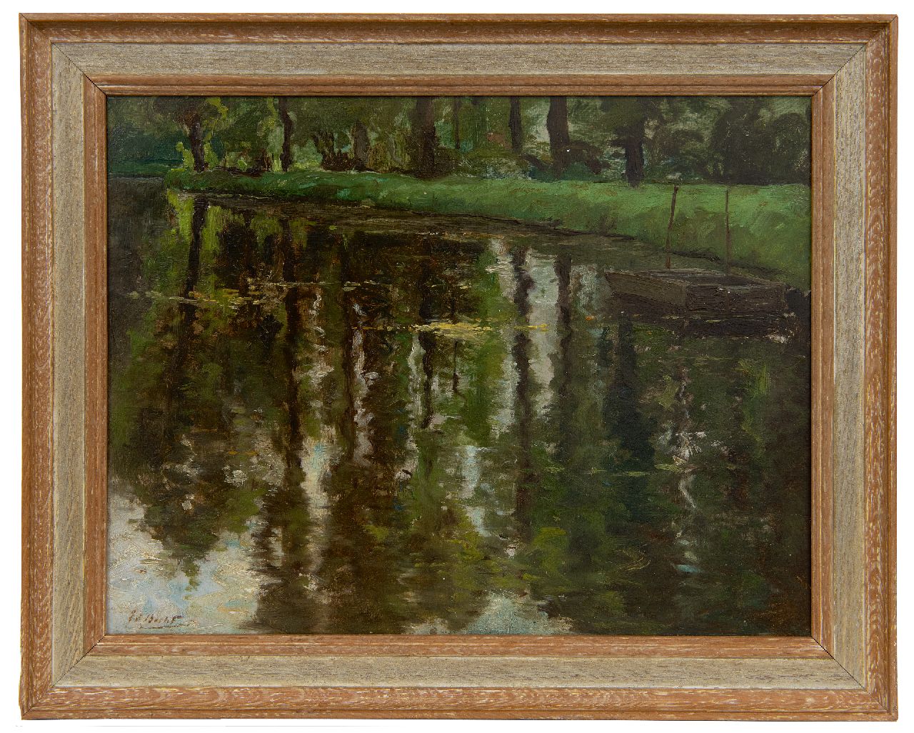 Becht E.A.  | Eduard August 'Ed' Becht | Gemälde zum Verkauf angeboten | Teich im Haagse Bos, Den Haag, Öl auf Holzfaser auf Holz 27,0 x 35,1 cm, Unterzeichnet u.l. und onhe Rahmen