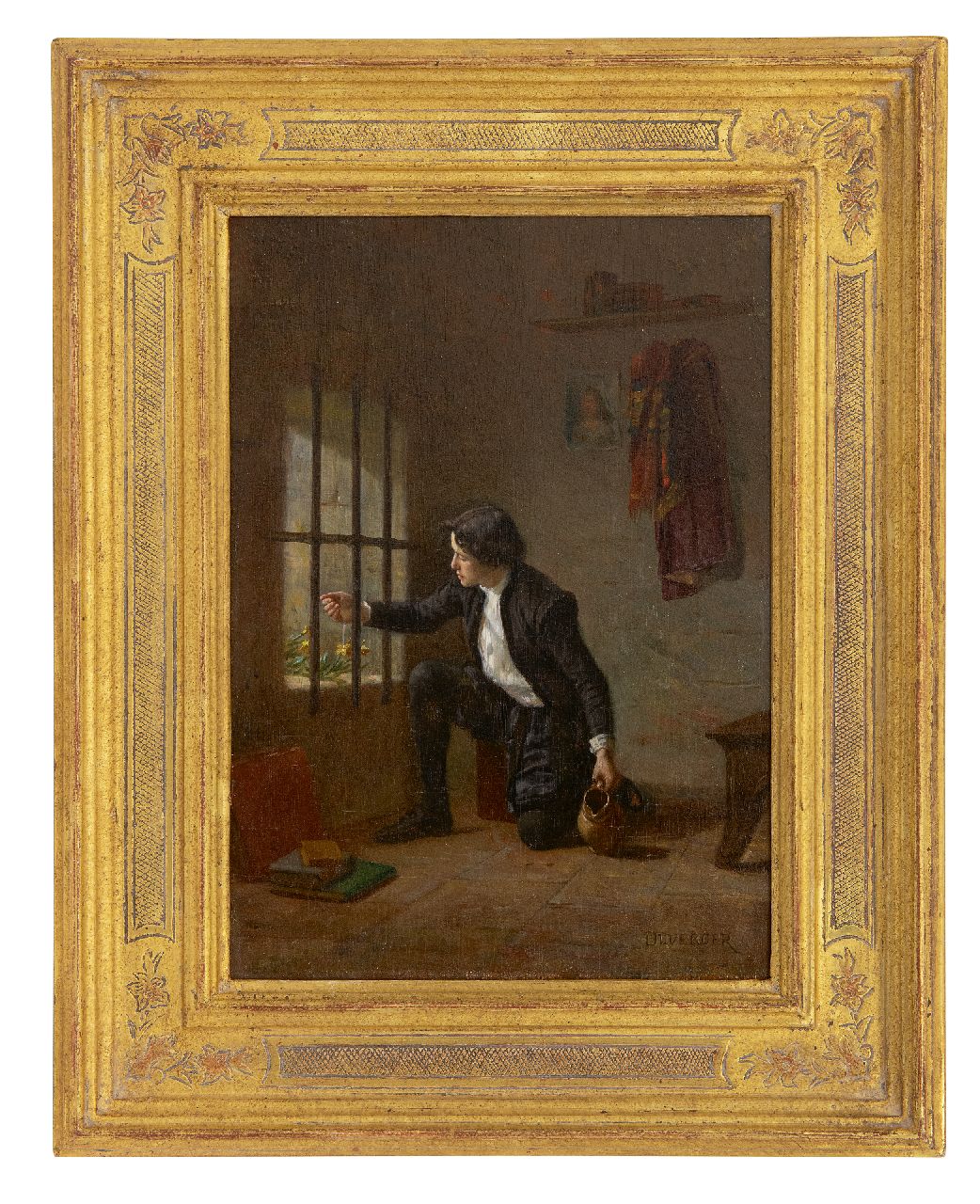 Duverger T.E.  | Théophile Emmanuel Duverger, Kleines Glück, Öl auf Holz 23,5 x 16,2 cm, Unterzeichnet u.r.