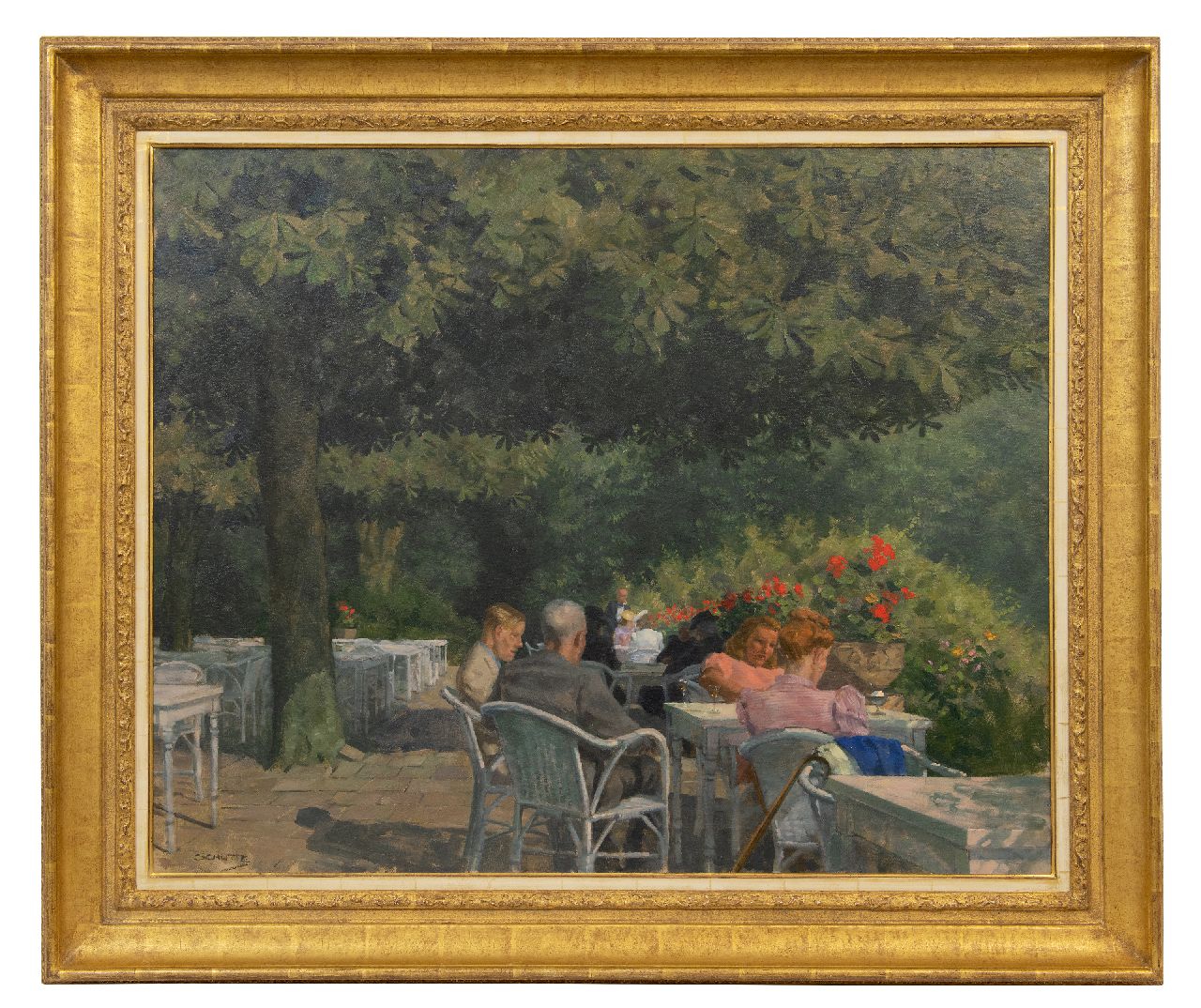 Schutte L.H.H.  | 'Louis' Hermanus Hendrikus Schutte | Gemälde zum Verkauf angeboten | Sommernachmittag auf der Terrasse, Öl auf Leinwand 77,7 x 94,5 cm, Unterzeichnet u.l.