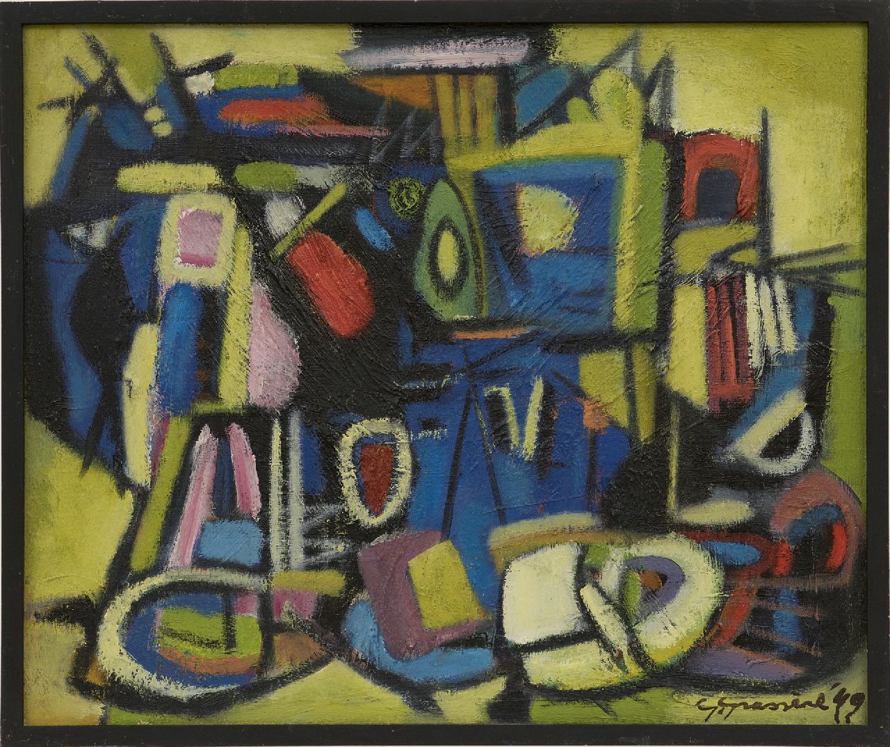 Grassère G.  | Gérard Grassère, Mechanische Komposition, Öl auf Leinwand 50,2 x 60,3 cm, Unterzeichnet u.r. und datiert '49