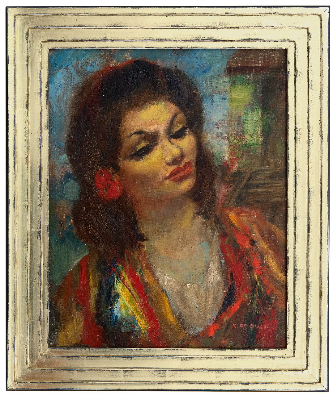 Buck R. de | Raphaël de Buck | Gemälde zum Verkauf angeboten | Zigeunertänzerin, Öl auf Leinwand 50,4 x 40,5 cm, Unterzeichnet u.r.