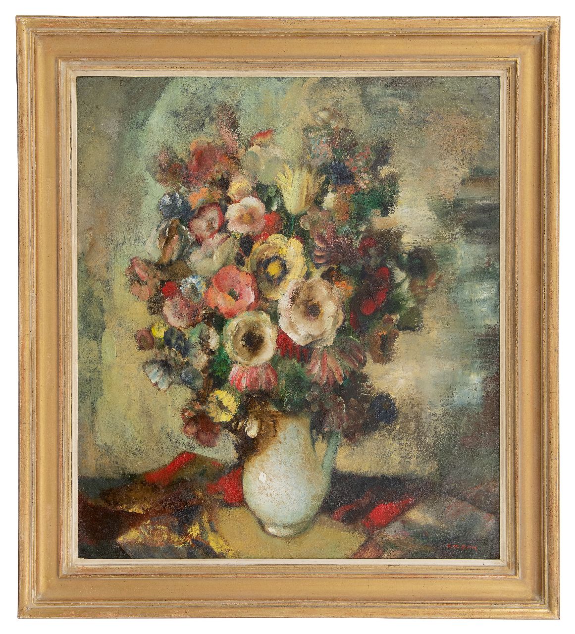 Buck R. de | Raphaël de Buck | Gemälde zum Verkauf angeboten | Blumenstilleben, Öl auf Leinwand 79,8 x 70,5 cm, Unterzeichnet u.r.