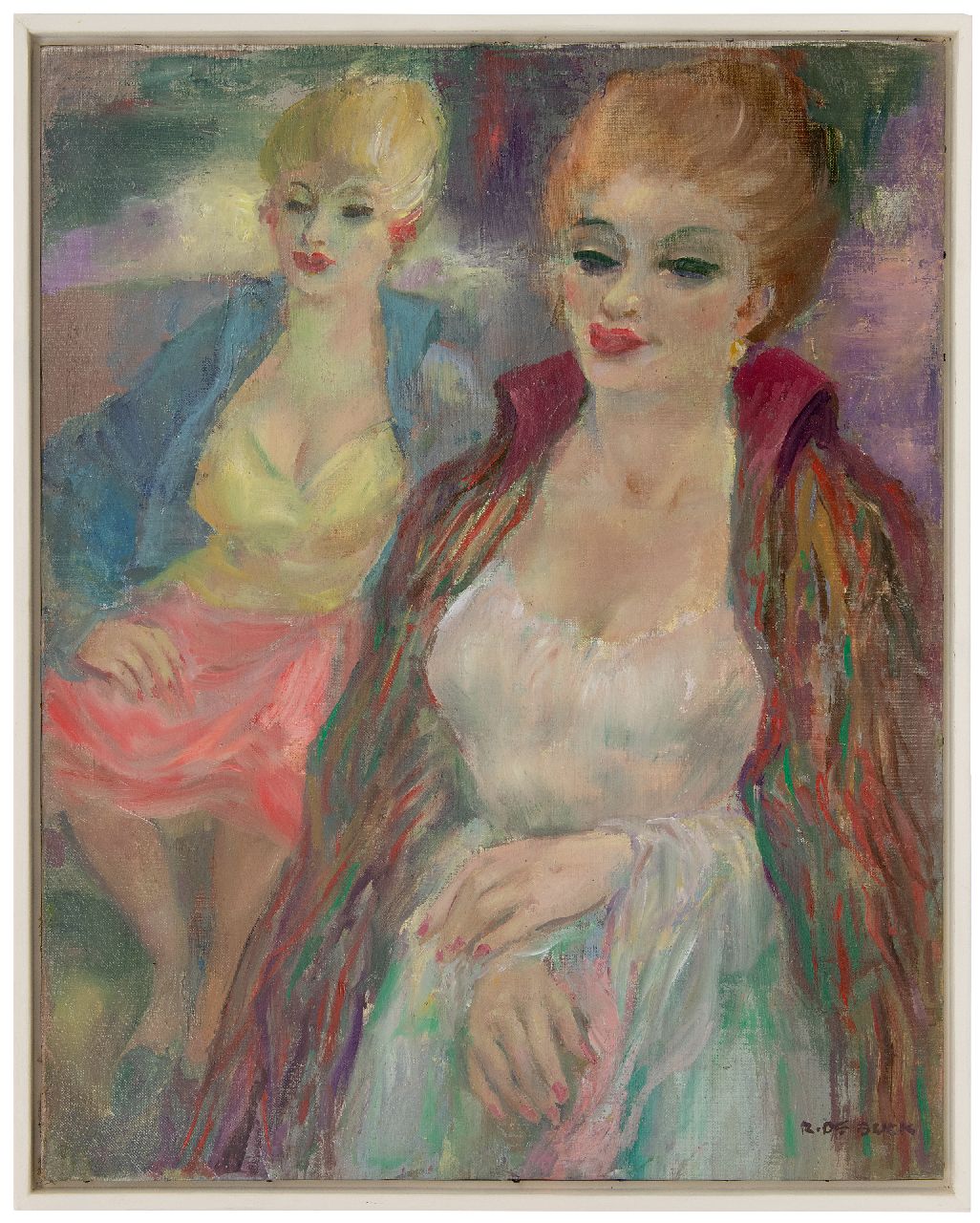 Buck R. de | Raphaël de Buck | Gemälde zum Verkauf angeboten | Zwei Frauen, Öl auf Leinwand 64,1 x 51,2 cm, Unterzeichnet u.r.