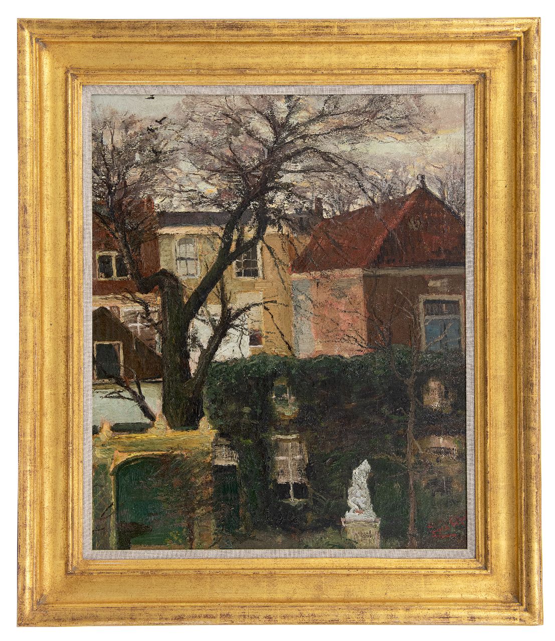 Apol L.F.H.  | Lodewijk Franciscus Hendrik 'Louis' Apol, Blick über Hinterhof und Häuser, vermutlich die Juffrouw Idastraat, Den Haag, Öl auf Leinwand 60,6 x 50,4 cm, Unterzeichnet u.r.