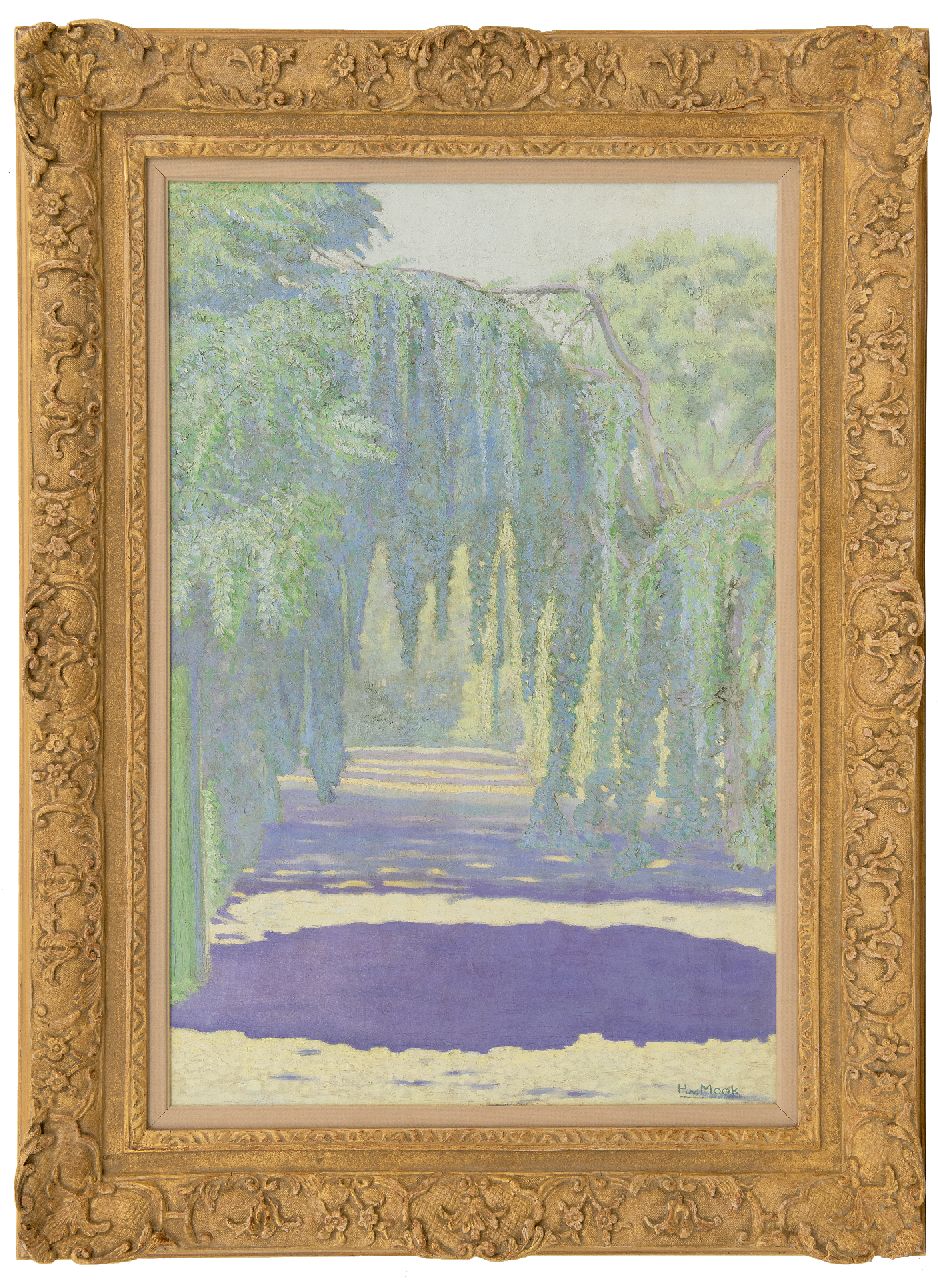 Mook H. van | Henri 'Harry' van Mook | Gemälde zum Verkauf angeboten | Sonniger Allee mit Blauregen, Öl auf Leinwand 73,0 x 48,5 cm, Unterzeichnet u.r.