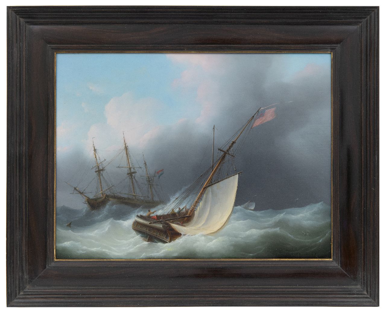 Schouman M.  | Martinus Schouman, Schiffe auf aufgewühlter See, Öl auf Holz 29,5 x 39,7 cm, Unterzeichnet u.r.
