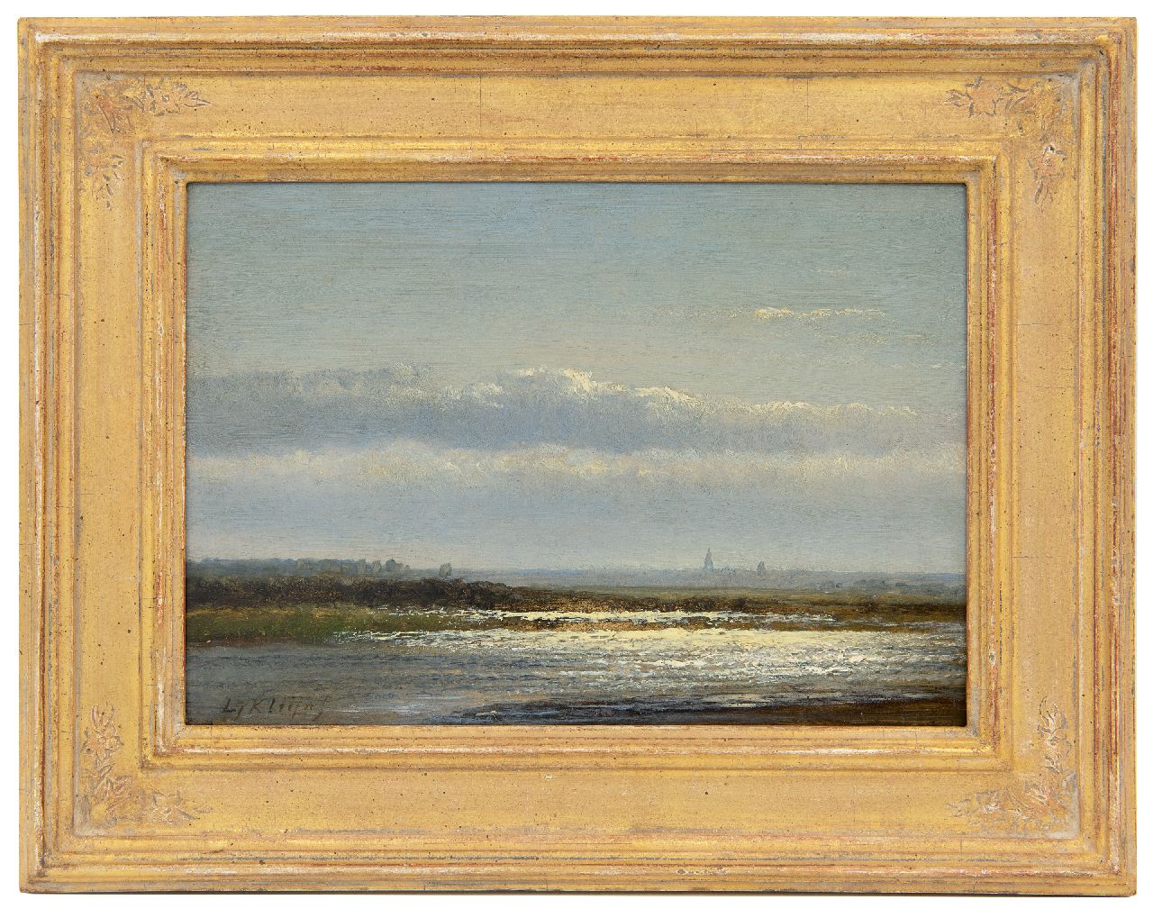 Kleijn L.J.  | Lodewijk Johannes Kleijn, Lichteffekt auf dem Fluss, Öl auf Holz 17,2 x 24,2 cm, Unterzeichnet u.l.