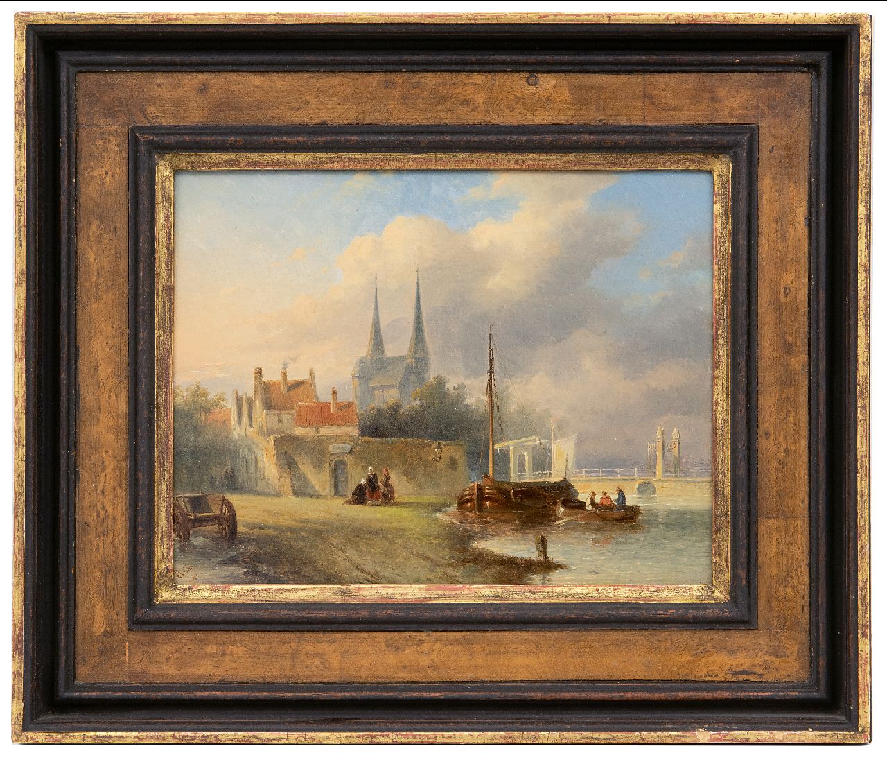 Vertin P.G.  | Petrus Gerardus Vertin, Kleine holländische Stadt an einem Fluss, Öl auf Holz 19,4 x 25,6 cm, Unterzeichnet u.l. und datiert '45