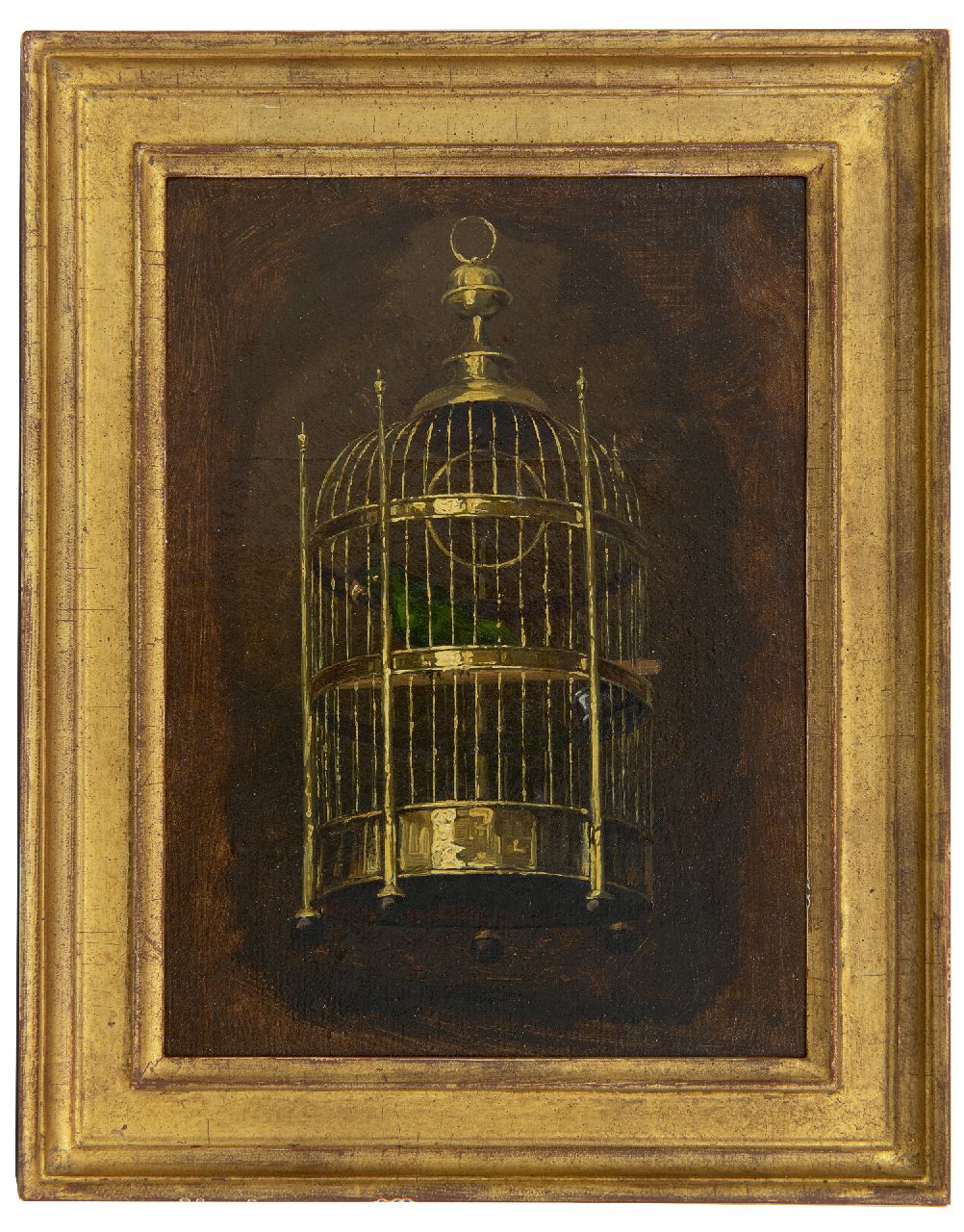 Savrij H.  | Hendrik Savrij | Gemälde zum Verkauf angeboten | Der Papageienkäfig, Öl auf Leinwand auf Holz 22,1 x 16,1 cm, Unterzeichnet u.r.