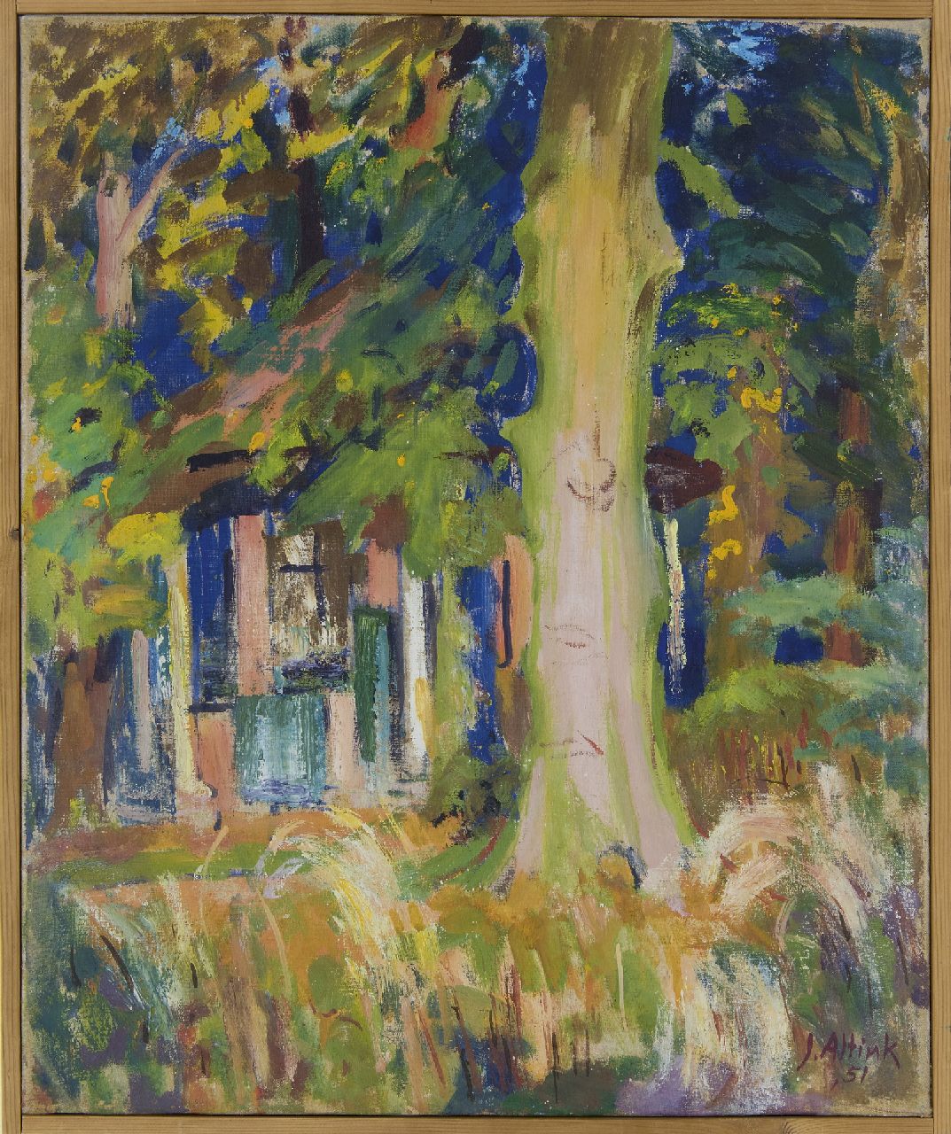 Altink J.  | Jan Altink, Haus mit Baum, Öl auf Leinwand 60,0 x 50,2 cm, Unterzeichnet u.r. und datiert '51