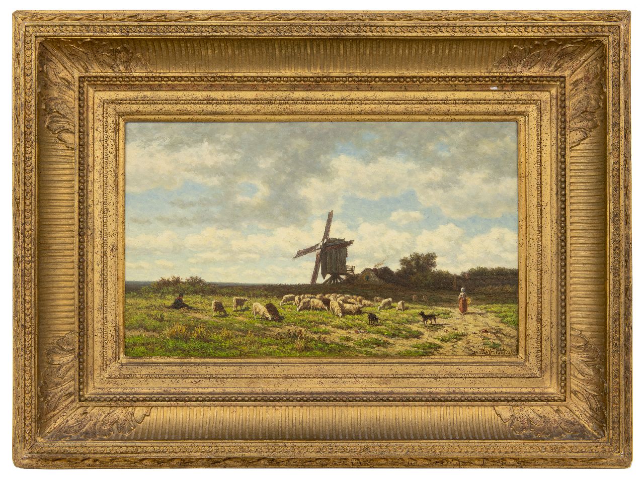 Lokhorst J.N. van | Johan Nicolaas 'Jan' van Lokhorst | Gemälde zum Verkauf angeboten | Weite Landschaft mit Hirte und seine Herde (Pendant), Öl auf Holz 27,4 x 45,3 cm, Unterzeichnet r.u. und datiert 1866