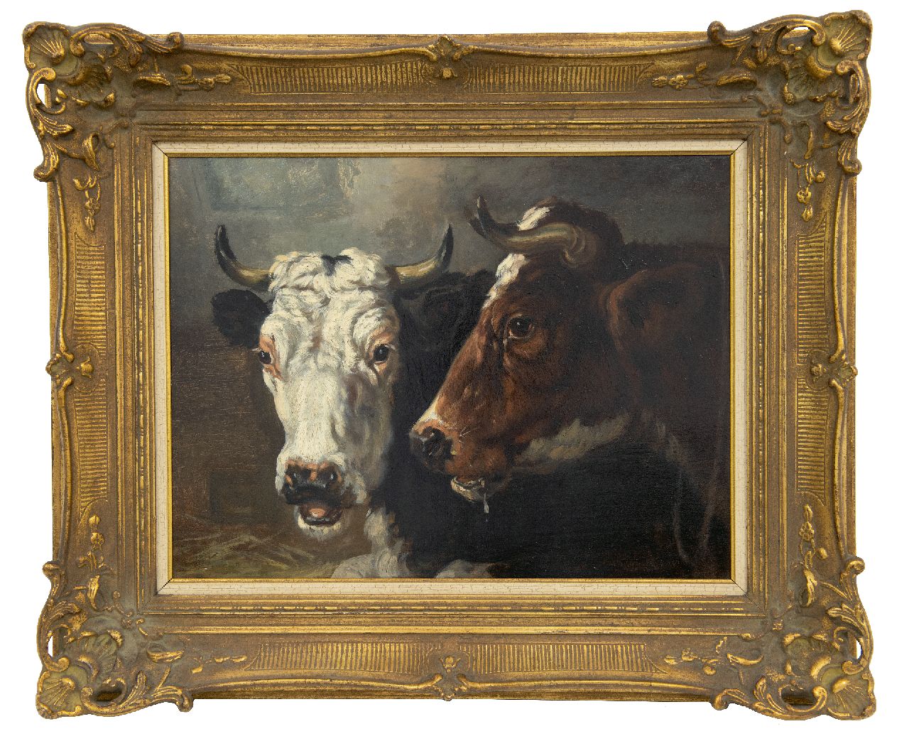 Burnier R.  | Richard Burnier, Zwei Kuhköpfe, Öl auf Holz 32,3 x 45,0 cm, Unterzeichnet im Verso
