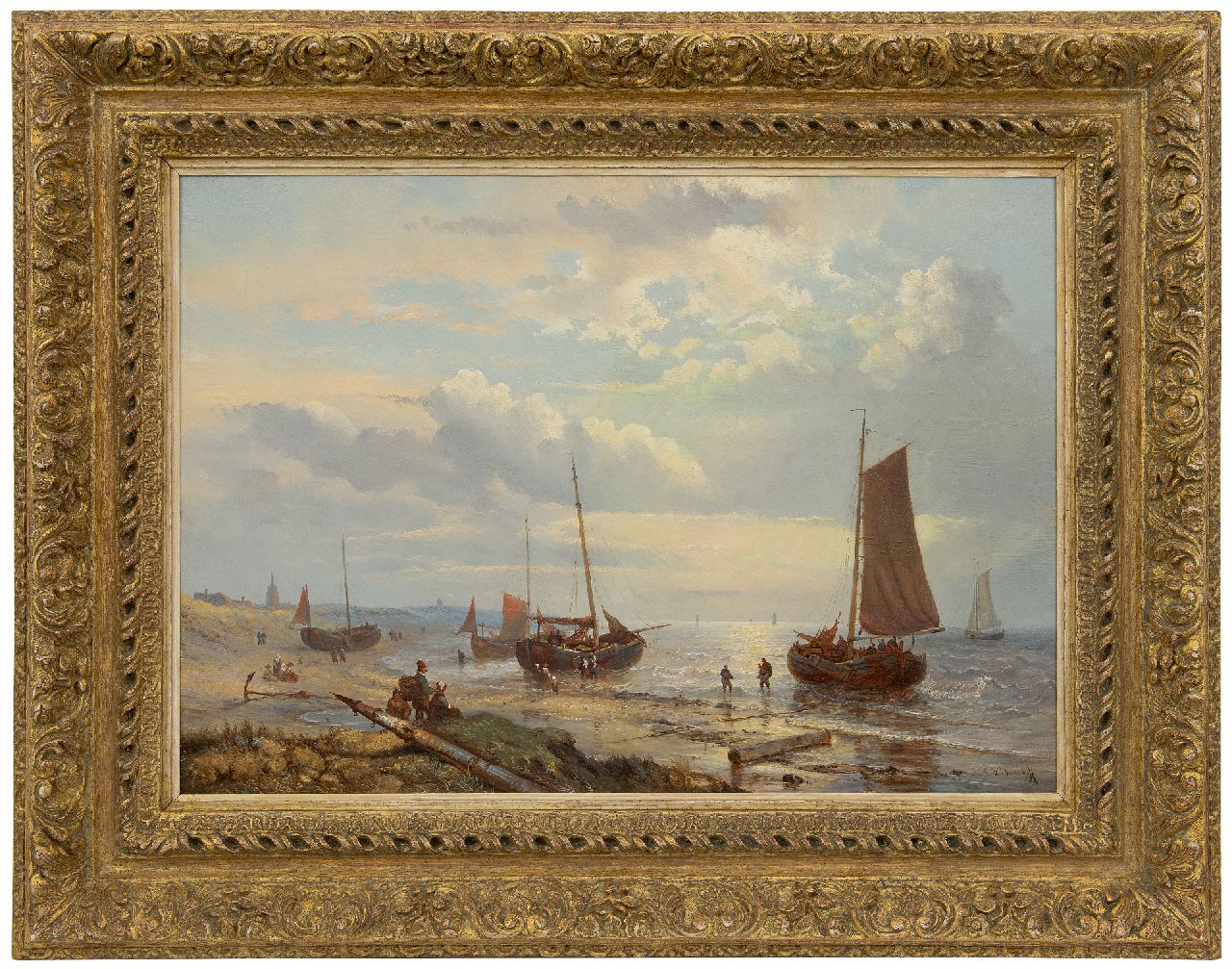 Opdenhoff G.W.  | Witzel 'George Willem' Opdenhoff, Fischerboote in Scheveningen, Öl auf Leinwand 47,5 x 66,8 cm, Unterzeichnet u.r.