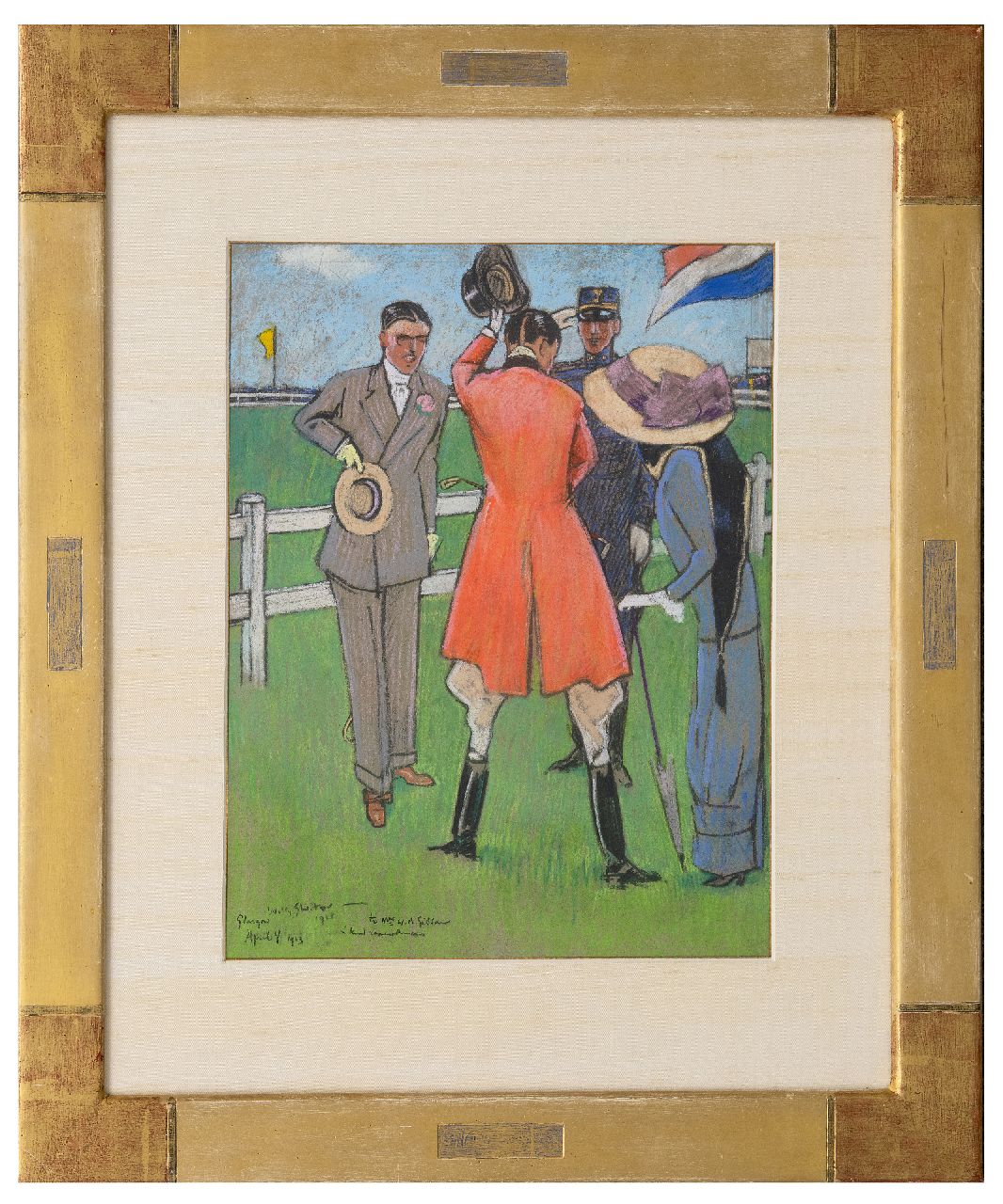 Sluiter J.W.  | Jan Willem 'Willy' Sluiter, Auf der Rennbahn, Pastell auf Papier 40,5 x 32,0 cm, Unterzeichnet u.l. und datiert April 4 1911