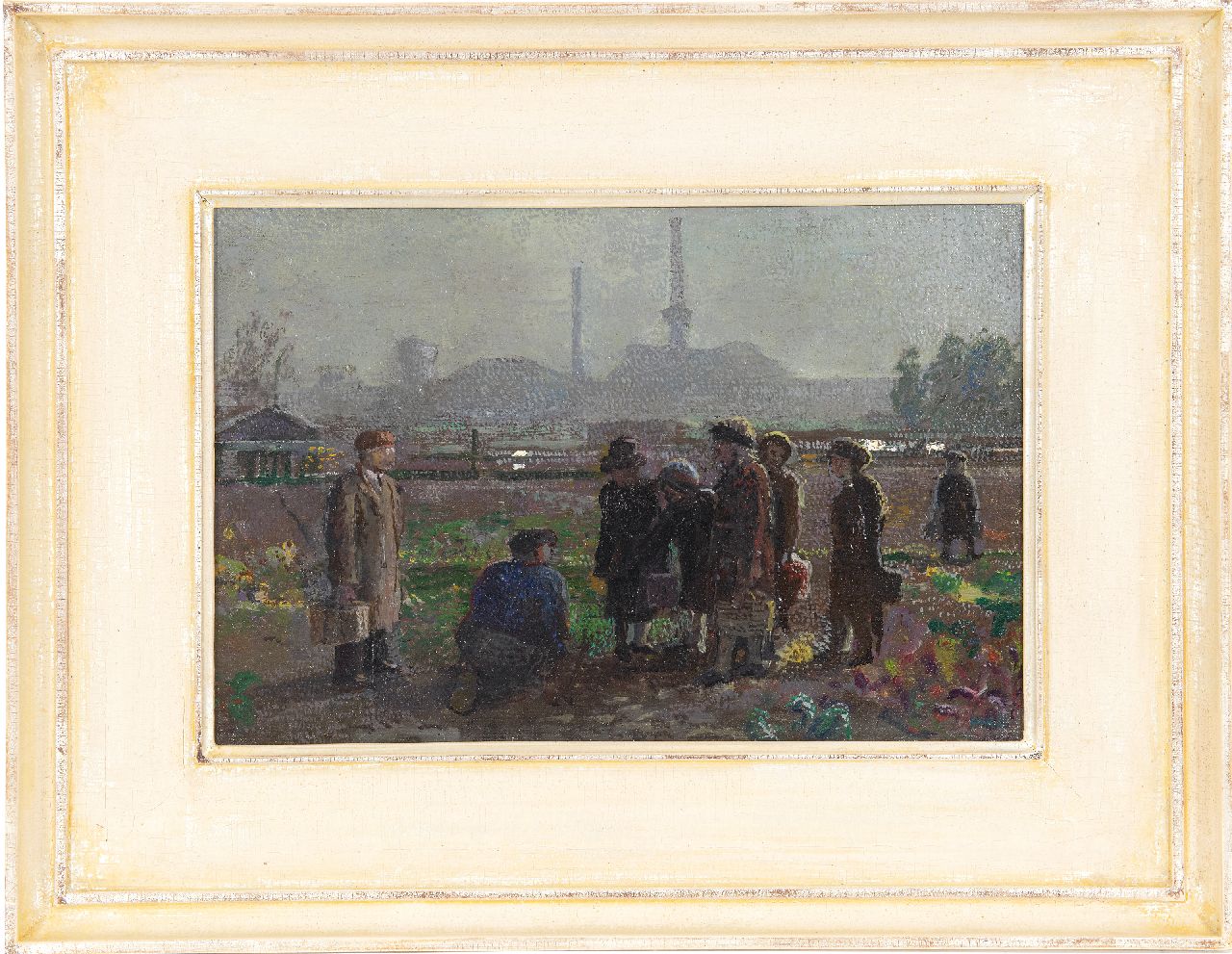 Kamerlingh Onnes H.H.  | 'Harm' Henrick Kamerlingh Onnes, Menschen auf dem Lande, Öl auf Leinwand  auf Holzfaser 22,7 x 33,8 cm, Unterzeichnet u.r. mit Monogramm