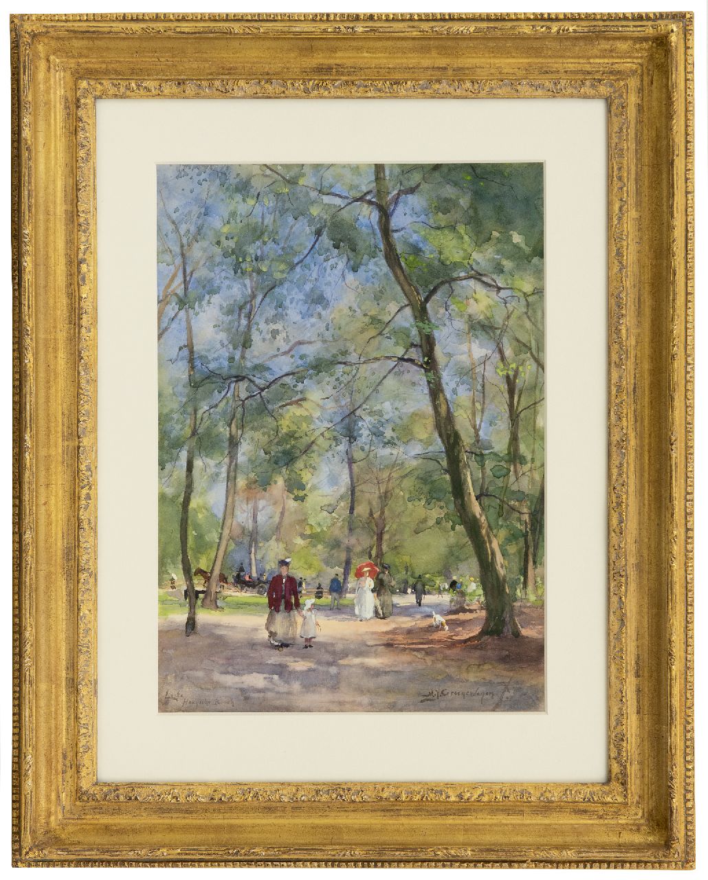 Groenewegen A.J.  | Adrianus Johannes Groenewegen, Frühling im Haager Wald, Aquarell auf Papier 35,2 x 25,0 cm, Unterzeichnet u.r.