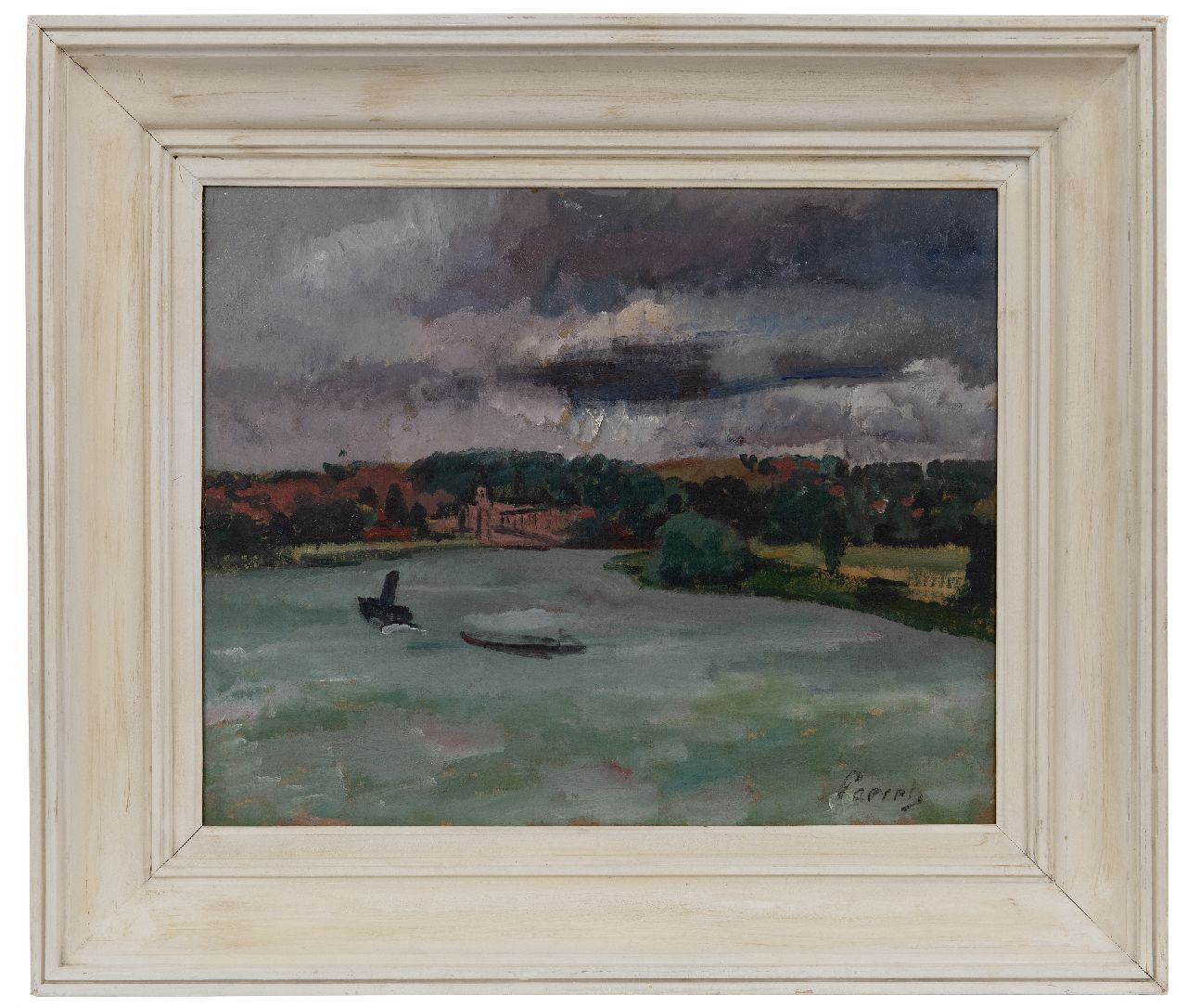 Paerels W.A.  | 'Willem' Adriaan Paerels | Gemälde zum Verkauf angeboten | Flussansicht mit Booten, Öl auf Leinwand 39,7 x 49,1 cm, Unterzeichnet u.r.