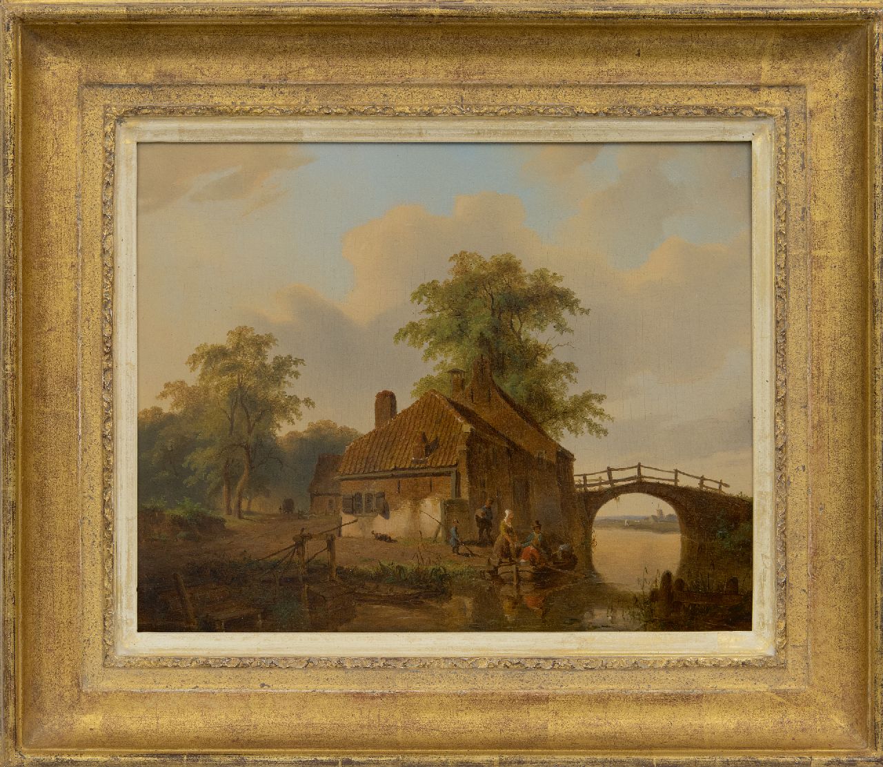 Borselen J.W. van | Jan Willem van Borselen, Die Fähre, Öl auf Holz 25,3 x 31,9 cm, Unterzeichnet u.r.