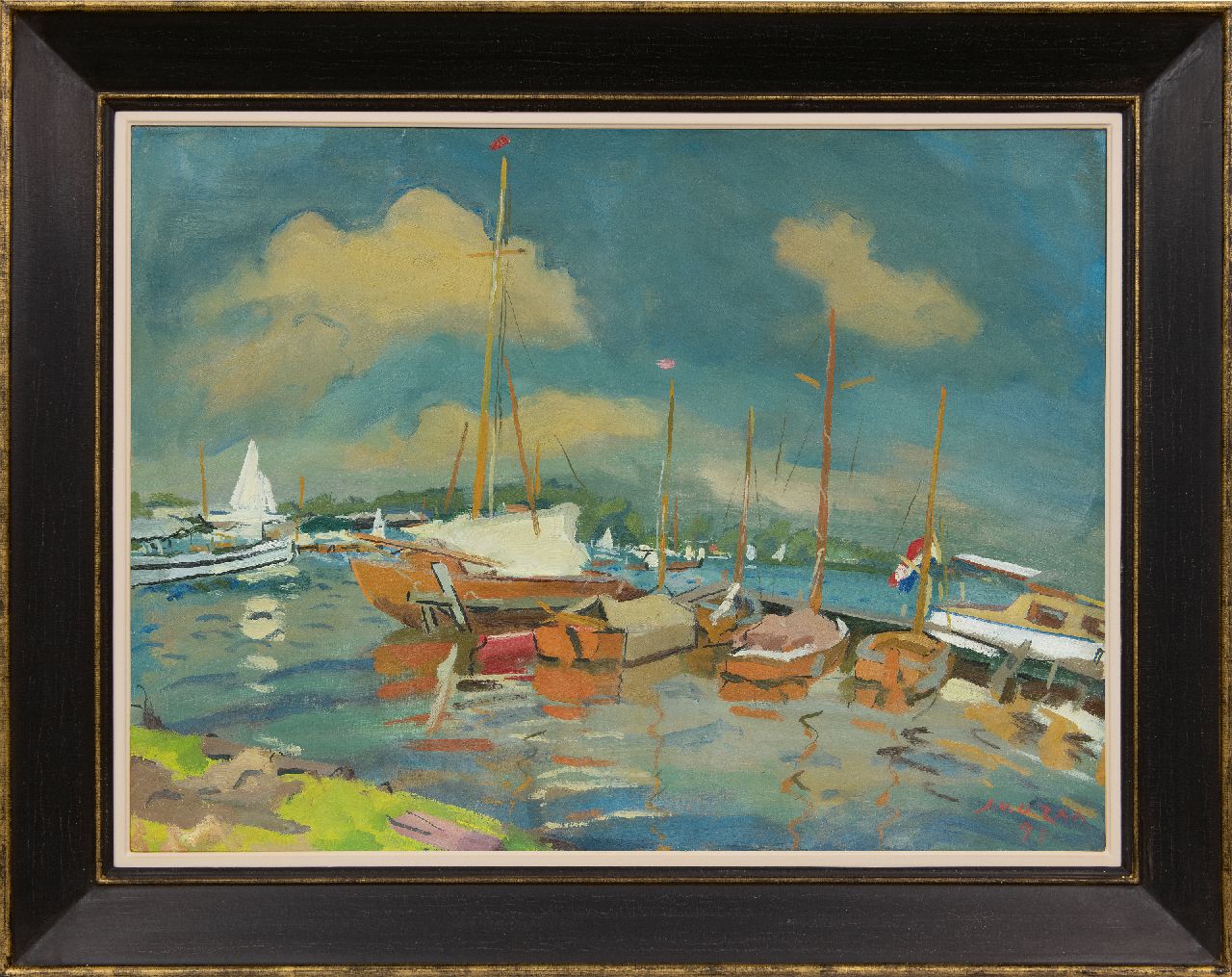 Zee J. van der | Jan van der Zee, Jachthafen am Paterswoldsemeer, Öl auf Leinwand 59,5 x 80,3 cm, Unterzeichnet u.r. und datiert '47 Zee J. van der | Jan van der Zee, Jachthafen am Paterswoldsemeer, Öl auf Leinwand 59,5 x 80,3 cm, Unterzeichnet u.r. und datiert '47