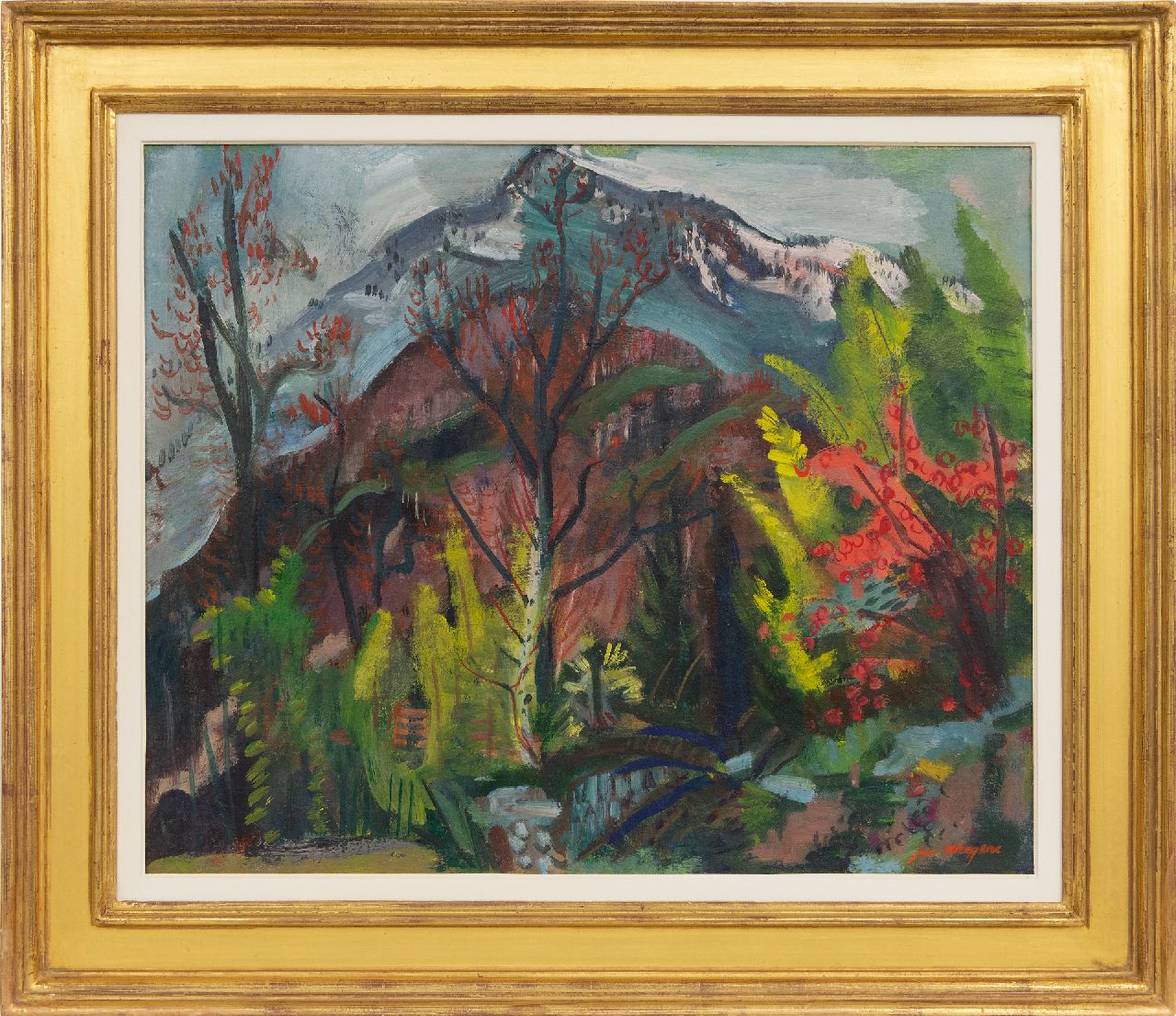 Wiegers J.  | Jan Wiegers, Garten in Ticino, Wachsfarbe auf Leinwand 50,6 x 61,7 cm, Unterzeichnet u.r. und zu datieren um 1947-1950