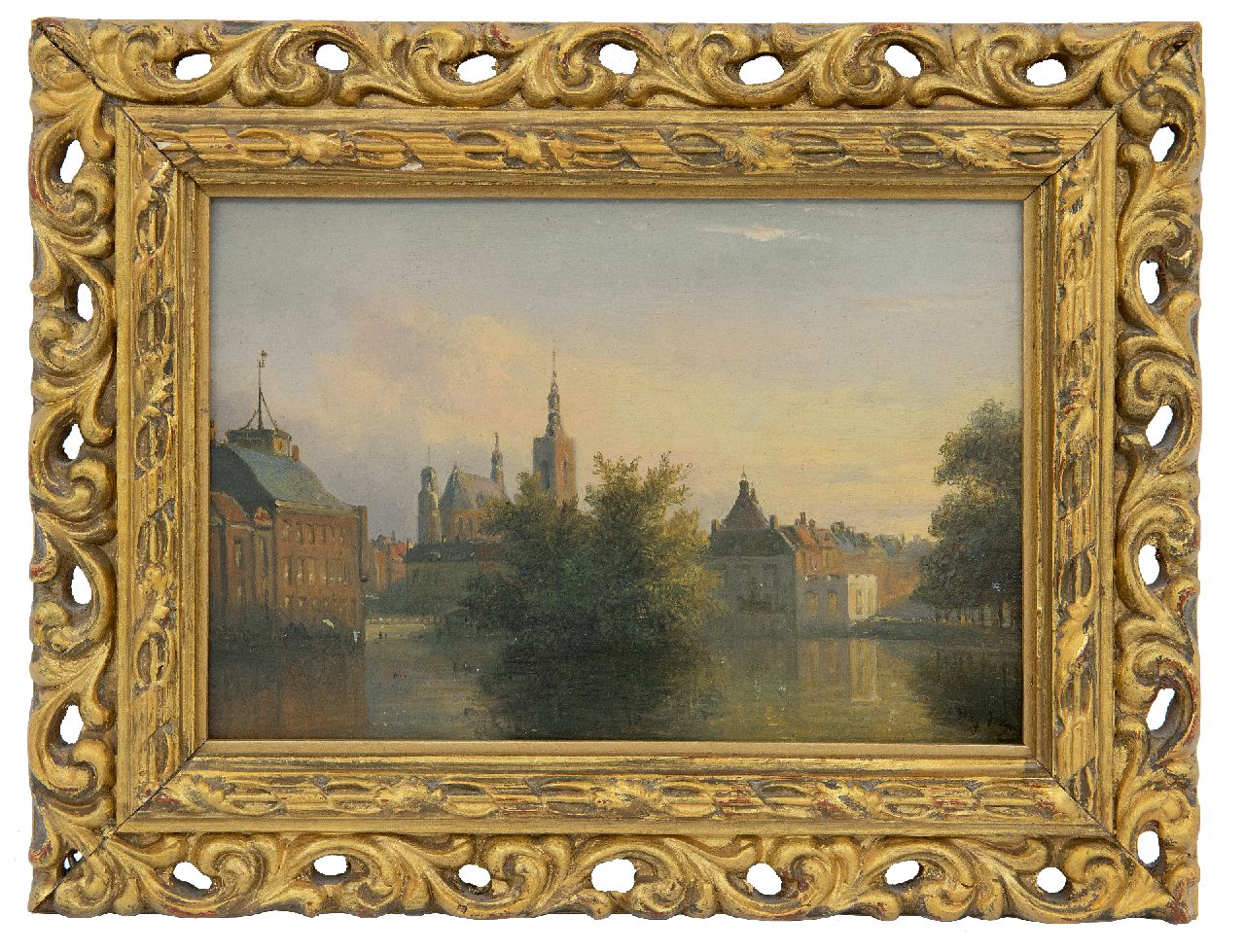 Wagner W.G.  | Willem George Wagner | Gemälde zum Verkauf angeboten | Blick auf den 'Hofvijver', Den Haag, Öl auf Holz 13,1 x 18,7 cm, Unterzeichnet u.r.