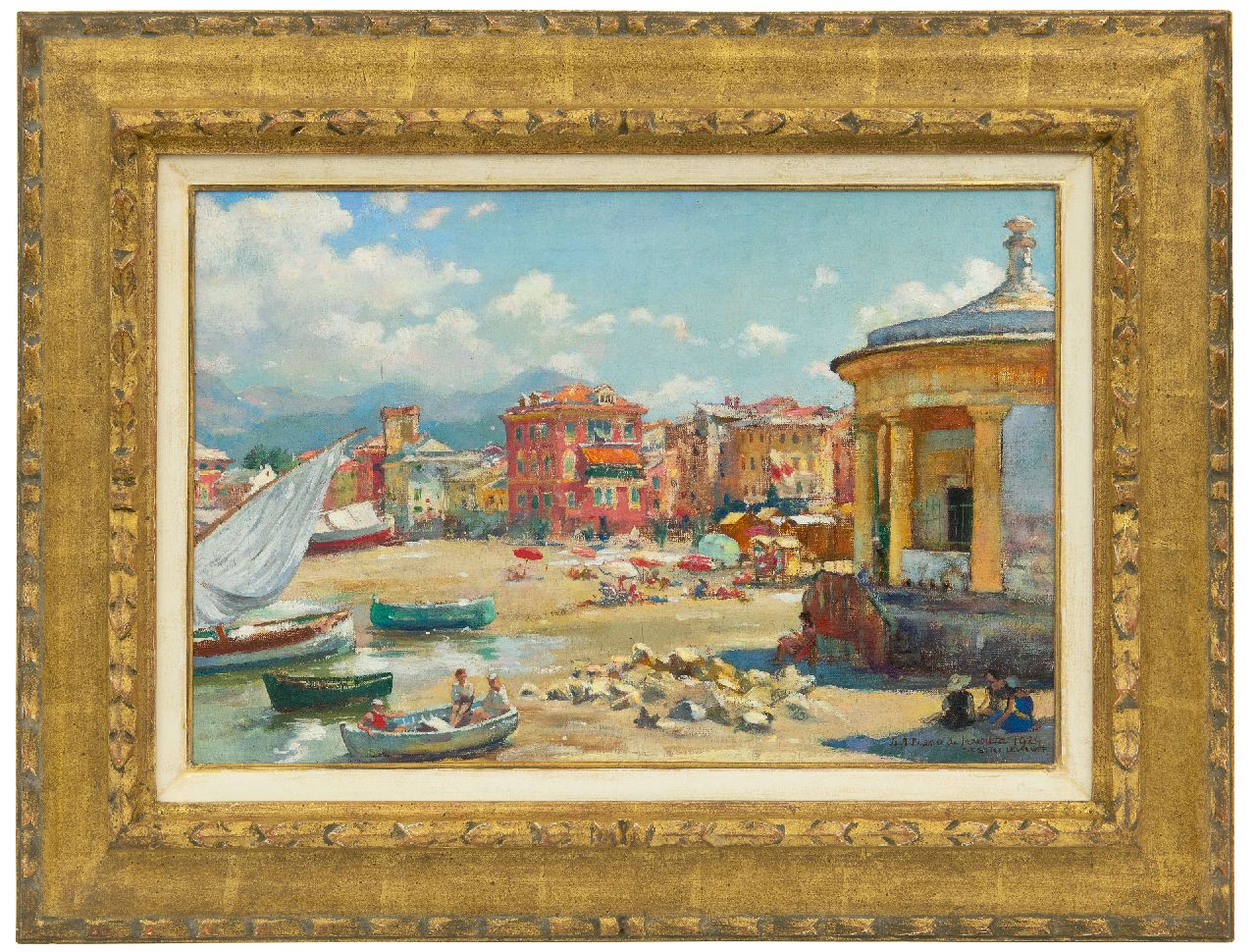 Bueno de Mesquita D.A.  | David Abraham Bueno de Mesquita, Der Strand von Sestri Levante, Öl auf Leinwand 28,6 x 42,6 cm, Unterzeichnet u.r. und datiert 'Sestri Levante' 1929