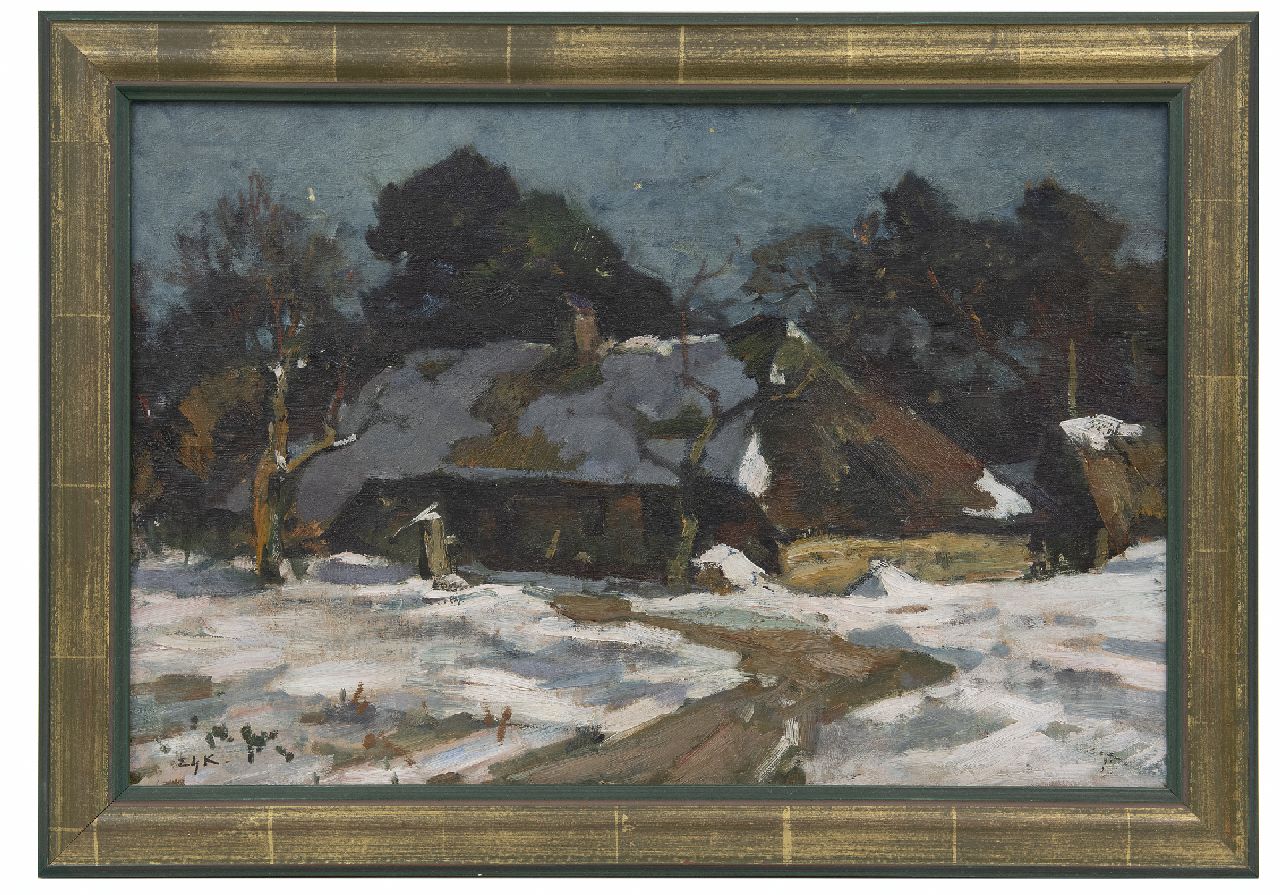 Koning E.W.  | 'Edzard' Willem Koning, Beschneiter Bauernhof auf der Veluwe, Öl auf Leinwand 32,2 x 48,3 cm, Unterzeichnet u.l. mit Initialen