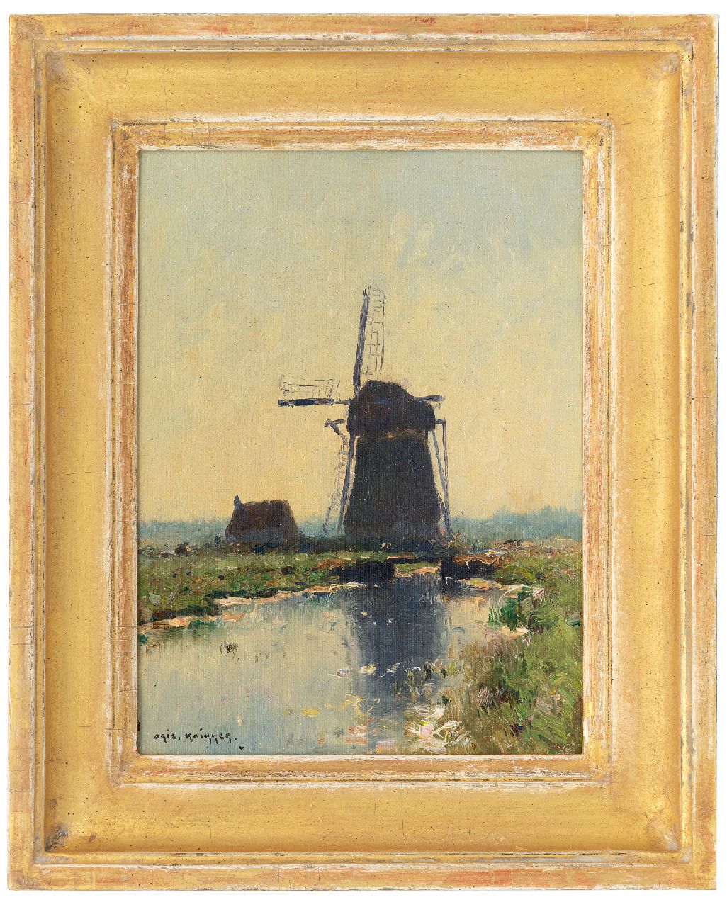 Knikker A.  | Aris Knikker, Landschaft mit Mühle, Öl auf Leinwand 24,2 x 18,3 cm, Unterzeichnet u.l.
