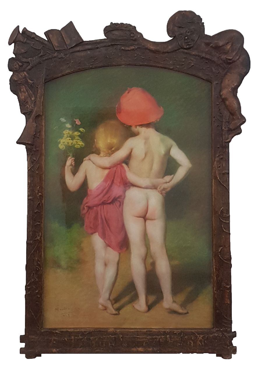 Moulin C.L.  | Charles Lucien Moulin, L'Amour au Biberon, Pastell auf Papier 104,3 x 66,5 cm, Unterzeichnet u.l. und datiert 1913