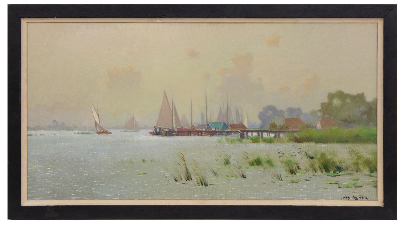 Knikker jr. J.S.  | 'Jan' Simon  Knikker jr. | Gemälde zum Verkauf angeboten | Segelboote in Süd Holland, Öl auf Leinwand 40,4 x 80,5 cm, Unterzeichnet u.r.