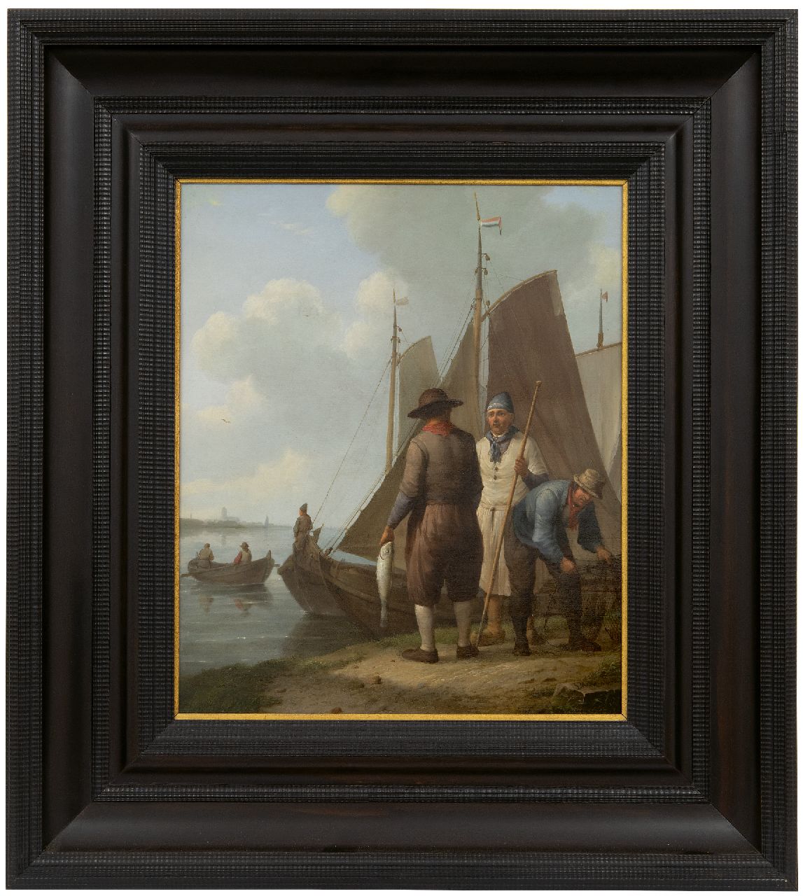 Koekkoek J.H.  | Johannes Hermanus Koekkoek | Gemälde zum Verkauf angeboten | Fischer bei angelegten 'Bottern', Öl auf Holz 36,4 x 30,6 cm, Unterzeichnet u.r. und zu datieren um 1834