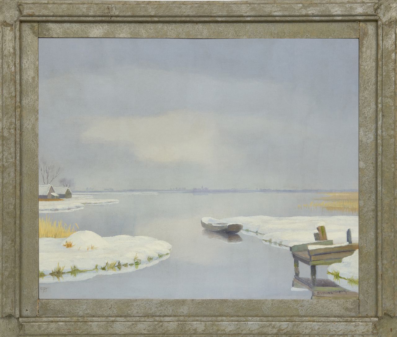 Smorenberg D.  | Dirk Smorenberg | Gemälde zum Verkauf angeboten | Winterliche Wasseransicht bei Loosdrecht, Öl auf Leinwand 50,2 x 60,5 cm, Unterzeichnet u.r.