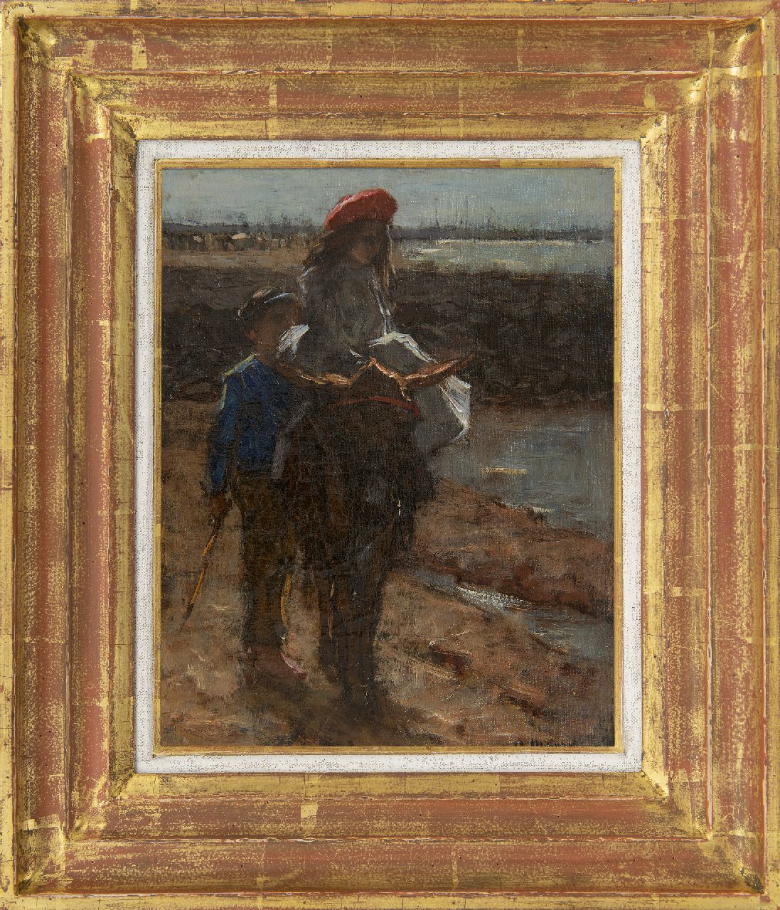 Maarel M. van der | Marinus van der Maarel, Am Strand, Öl auf Leinwand 24,5 x 19,2 cm, Unterzeichnet u.r.