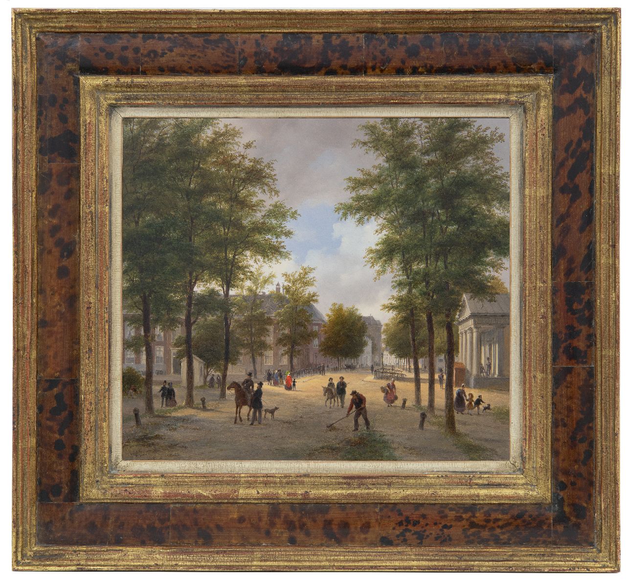 Hove B.J. van | Bartholomeus Johannes 'Bart' van Hove | Gemälde zum Verkauf angeboten | Blick auf die Korte Voorhout, Den Haag, Öl auf Holz 28,8 x 32,8 cm, Unterzeichnet u.l.