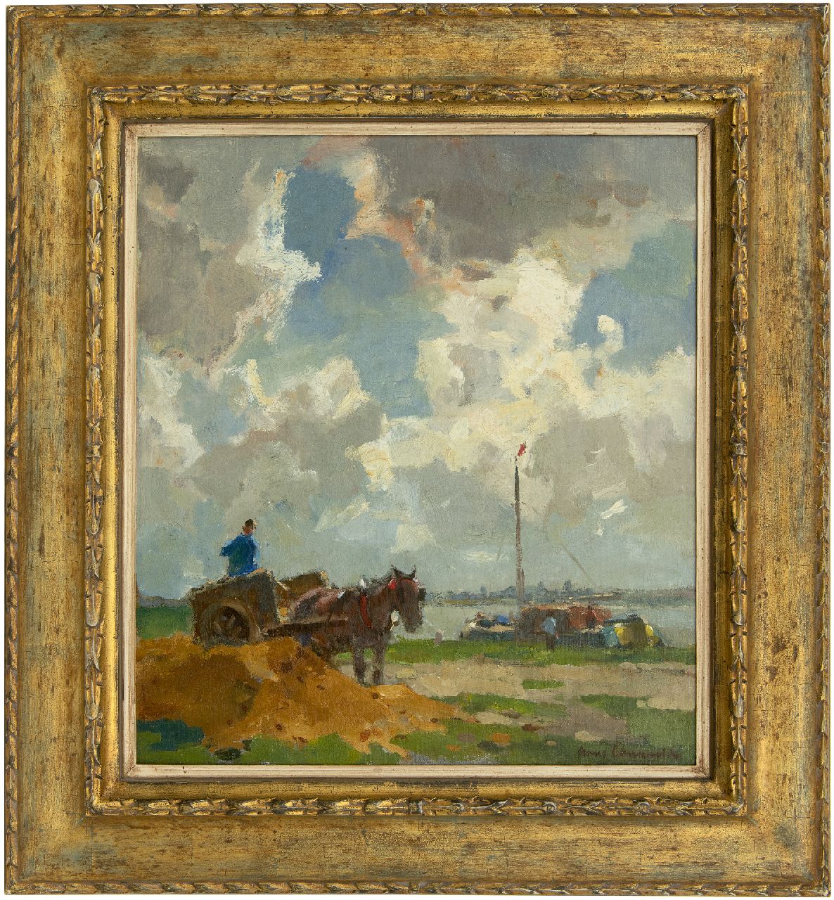 Langeveld F.A.  | Franciscus Arnoldus 'Frans' Langeveld | Gemälde zum Verkauf angeboten | Sandträger am Fluss, Öl auf Leinwand 49,9 x 45,3 cm, Unterzeichnet u.r.