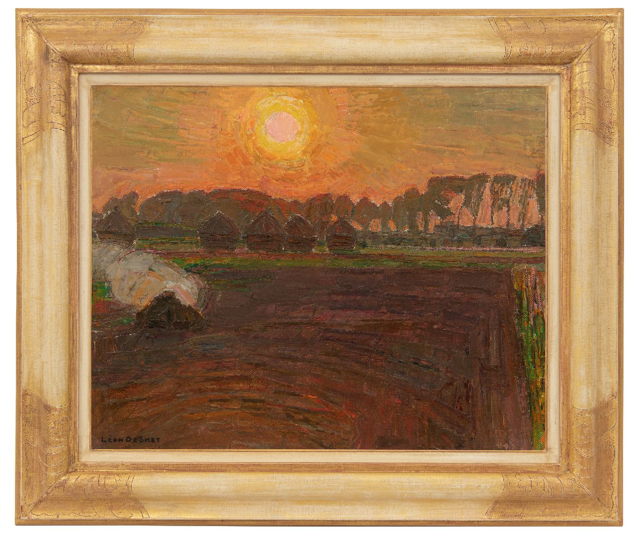 Smet L. de | Léon de Smet | Gemälde zum Verkauf angeboten | Landschaft bei Sonnenuntergang, Öl auf Leinwand 48,5 x 60,7 cm, Unterzeichnet u.l.
