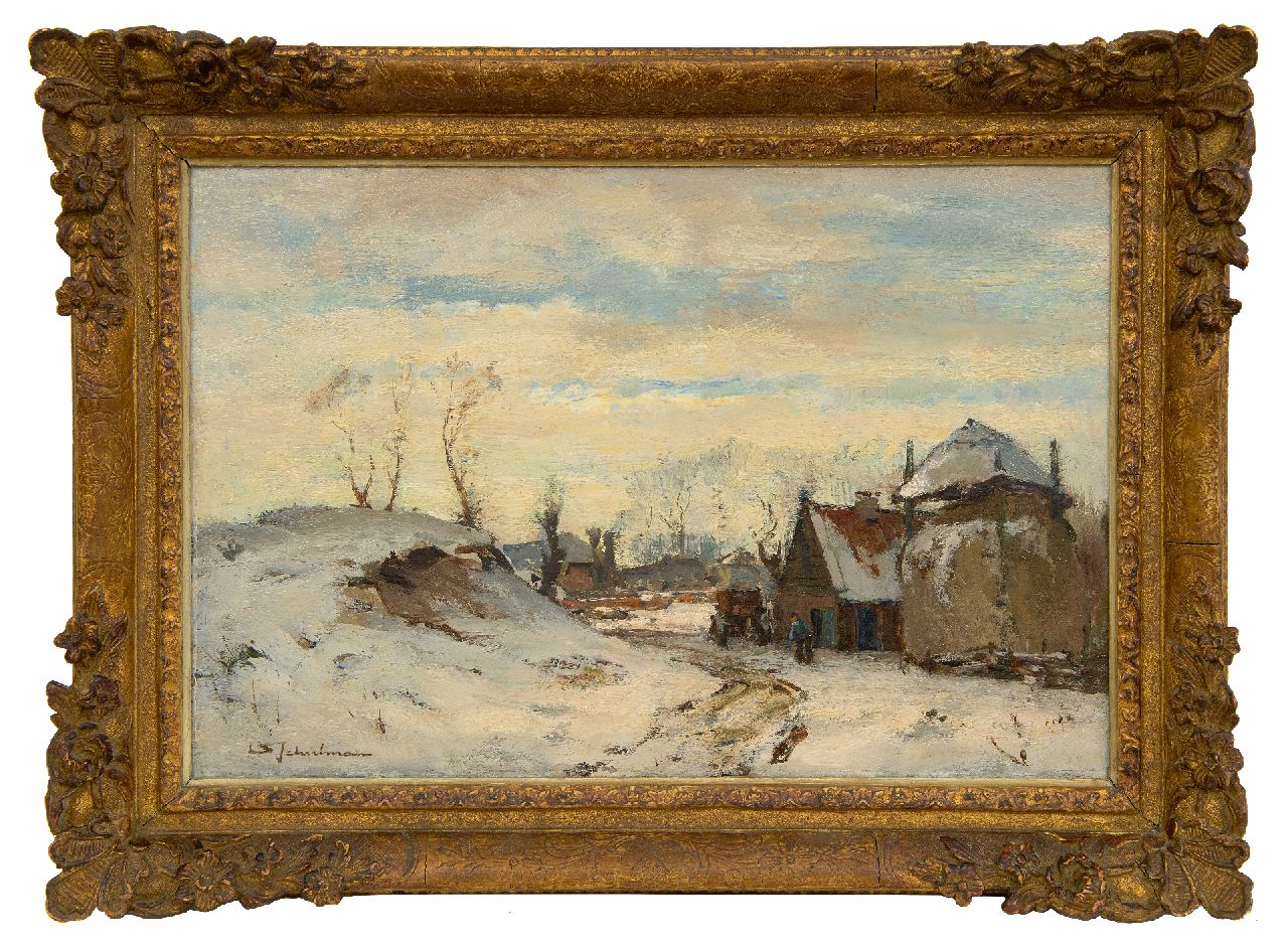 Schulman D.  | David Schulman | Gemälde zum Verkauf angeboten | Laren im Schnee, Öl auf Holz 30,3 x 45,0 cm, Unterzeichnet u.l.