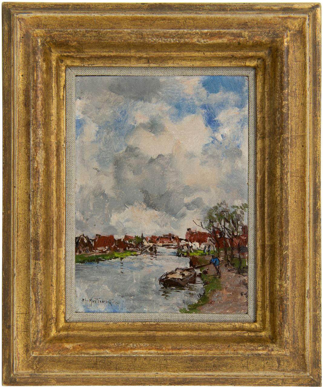 Mastenbroek J.H. van | Johan Hendrik van Mastenbroek, Wasserweg, Öl auf Holz 16,0 x 11,8 cm, Unterzeichnet u.l.