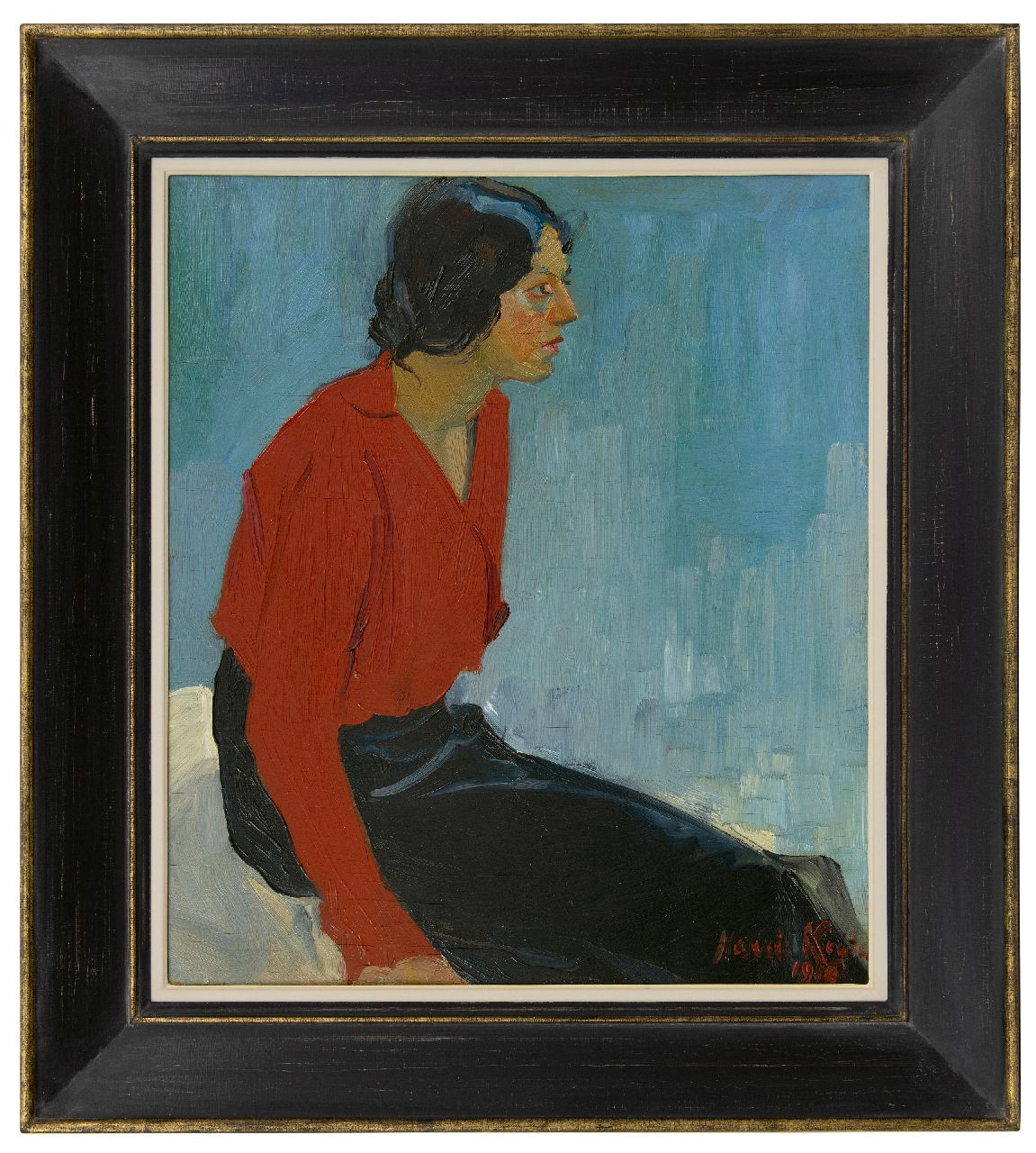 Kuijten H.J.  | Henricus Johannes 'Harrie' Kuijten, Frau in roter Bluse, Öl auf Holz 57,1 x 49,5 cm, Unterzeichnet u.r. und datiert 1910