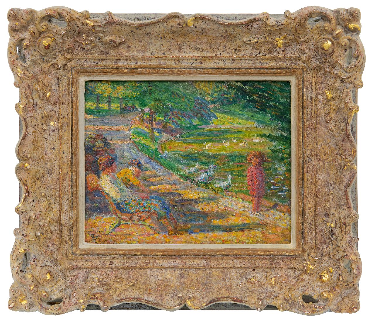 Vallée L.  | Ludovic Vallée | Gemälde zum Verkauf angeboten | Sommer im Park, Öl auf Holzfaser 18,4 x 24,1 cm, Unterzeichnet u.l. mit Monogramm und zu datieren um 1938