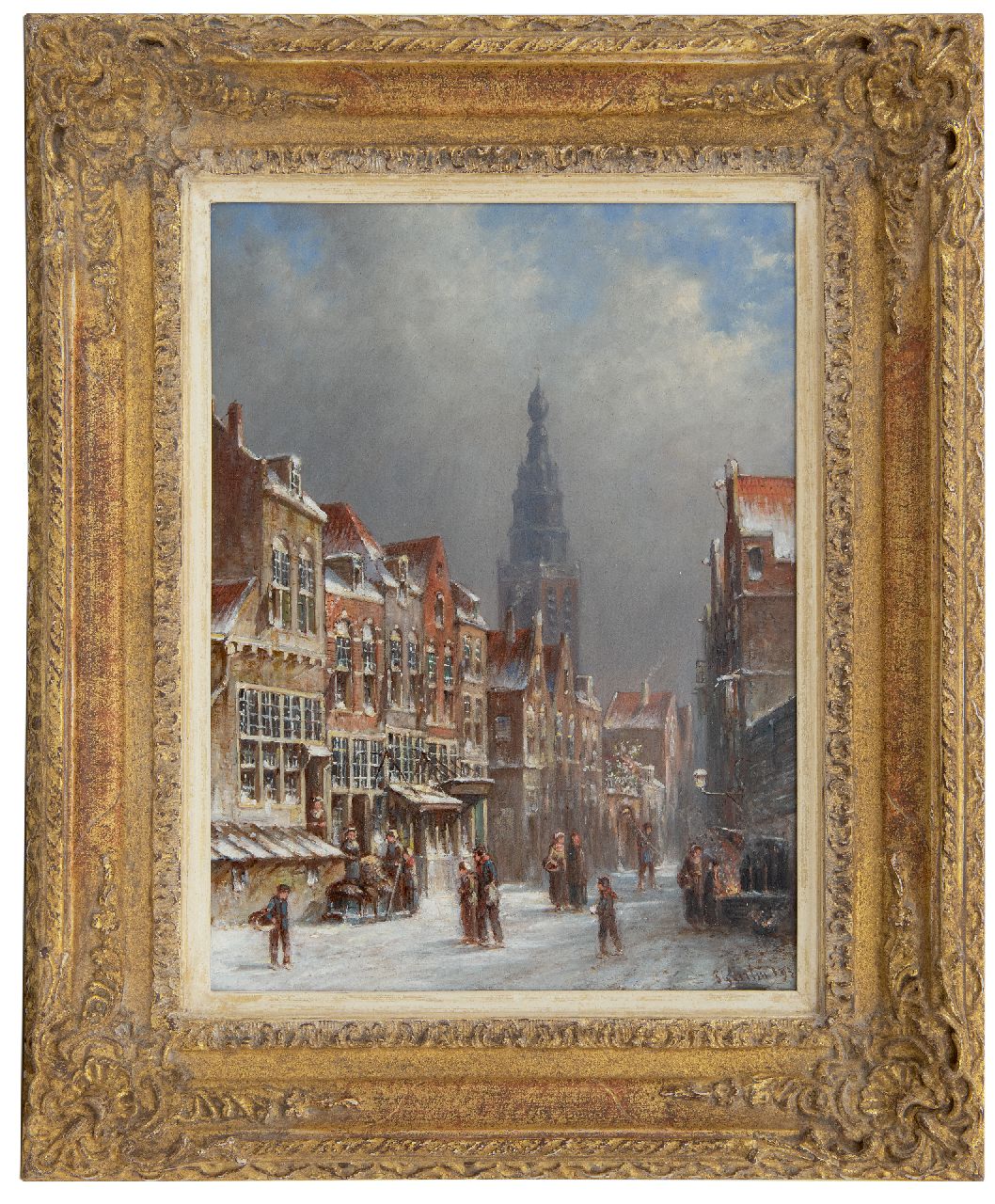 Vertin P.G.  | Petrus Gerardus Vertin, Holländische Winter Standtansicht, Öl auf Holz 35,7 x 27,0 cm, Unterzeichnet u.r. und datiert '93