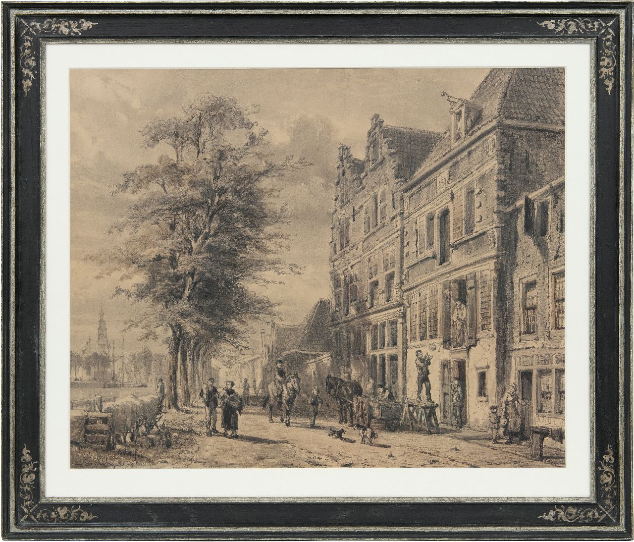 Springer C.  | Cornelis Springer, Die Doelenkade in Hoorn, Holland, im Sommer, Holzkohle  auf Papier 51,2 x 63,5 cm, Unterzeichnet u.l. und datiert 29 nov. '74