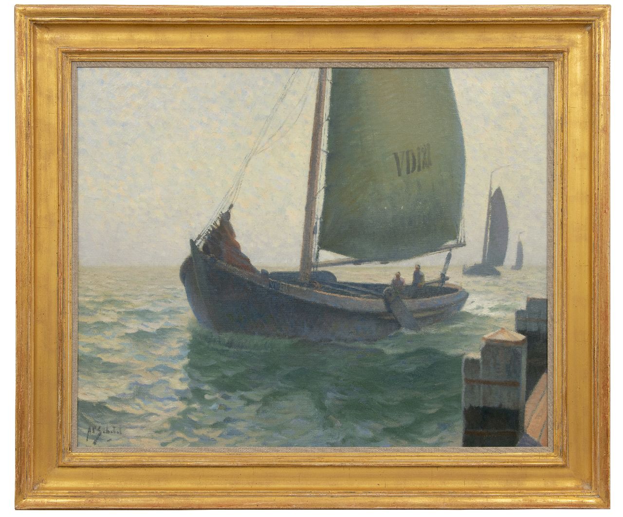 Schotel A.P.  | Anthonie Pieter Schotel | Gemälde zum Verkauf angeboten | Binnenschiff im Hafen von Volendam, Öl auf Leinwand 80,7 x 100,4 cm, Unterzeichnet u.l.