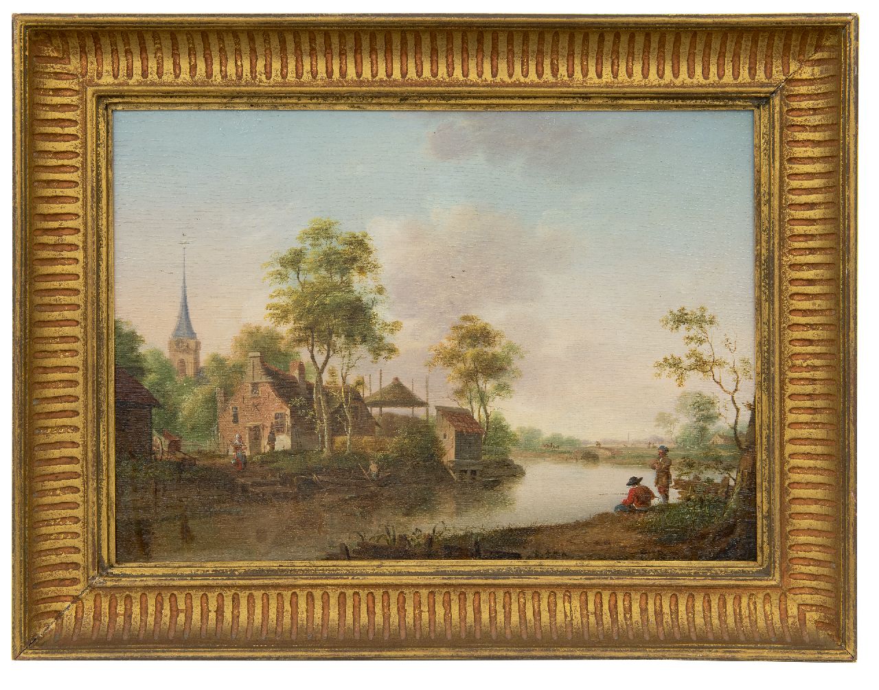 Hollandse School, 18e eeuw   | Hollandse School, 18e eeuw | Gemälde zum Verkauf angeboten | Holländischer Landschaft, Öl auf Holz 32,3 x 45,8 cm