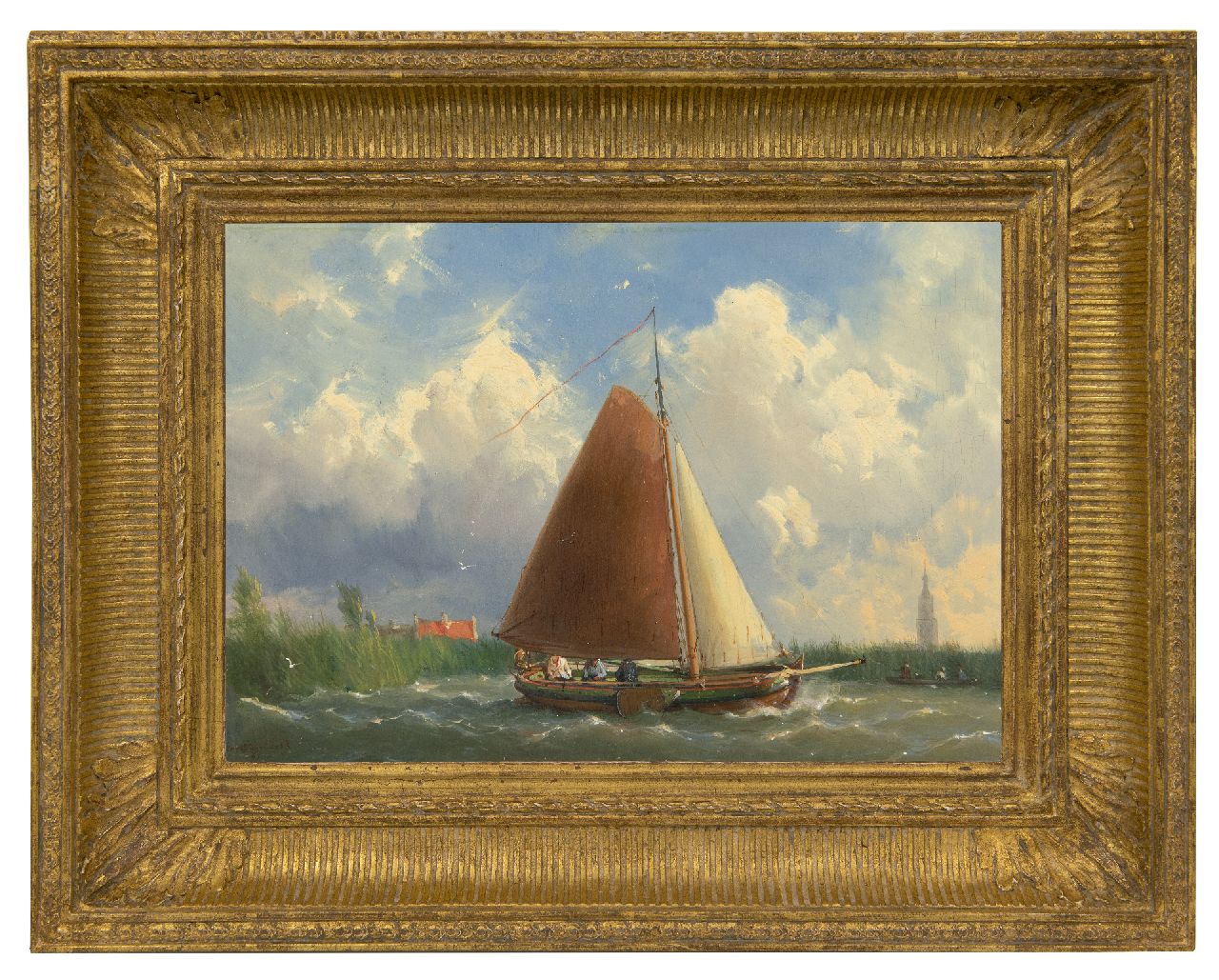 Koekkoek J.H.B.  | Johannes Hermanus Barend 'Jan H.B.' Koekkoek | Gemälde zum Verkauf angeboten | Segeln mit einer Frisische SegelJacht, Öl auf Holz 23,1 x 32,6 cm, Unterzeichnet u.l. und datiert '61