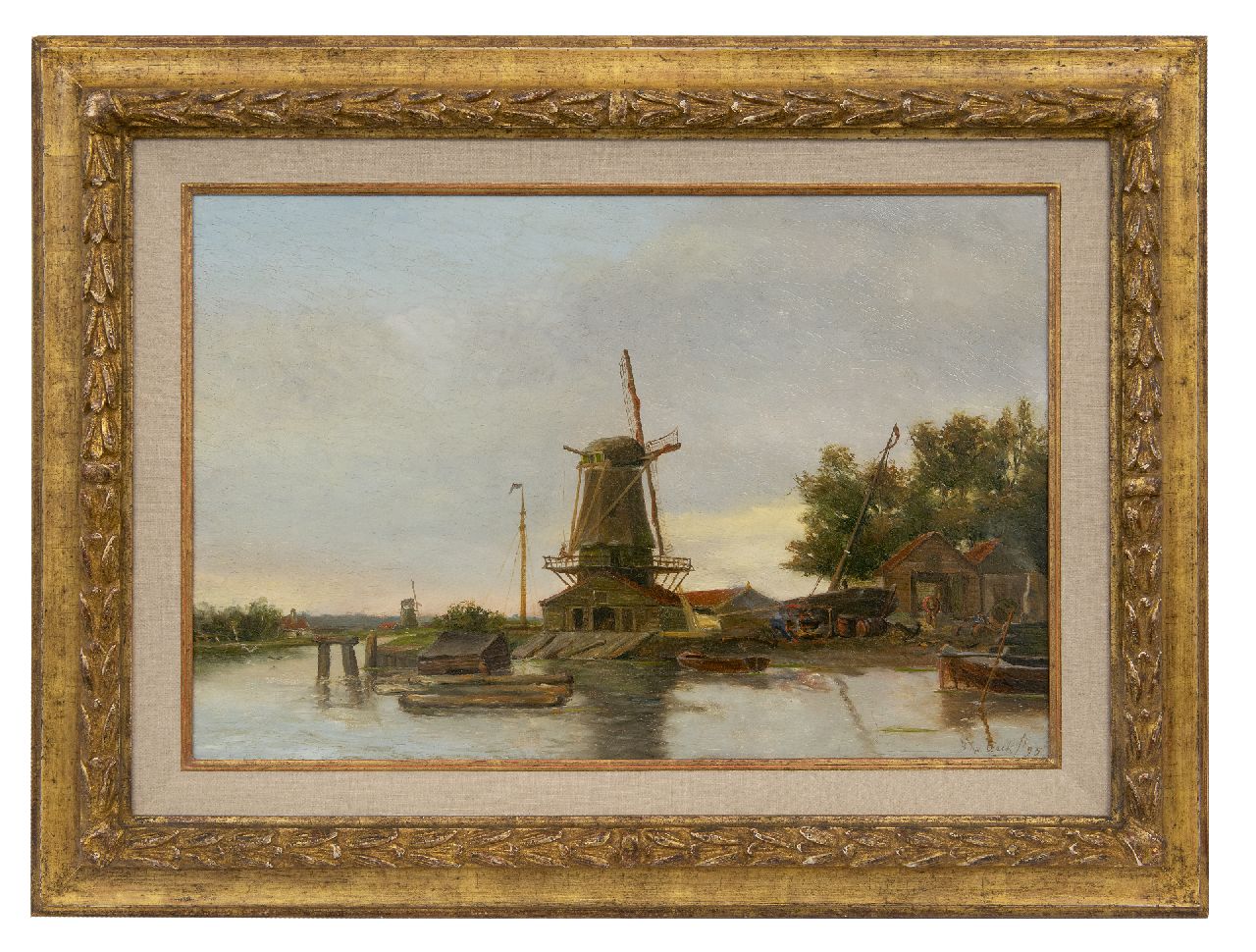 Beek B.A. van | Bernardus Antonie van Beek, Holzsägewerk und Hof auf dem Wasser, Öl auf Holz 38,2 x 57,9 cm, Unterzeichnet u.r. und datiert '95