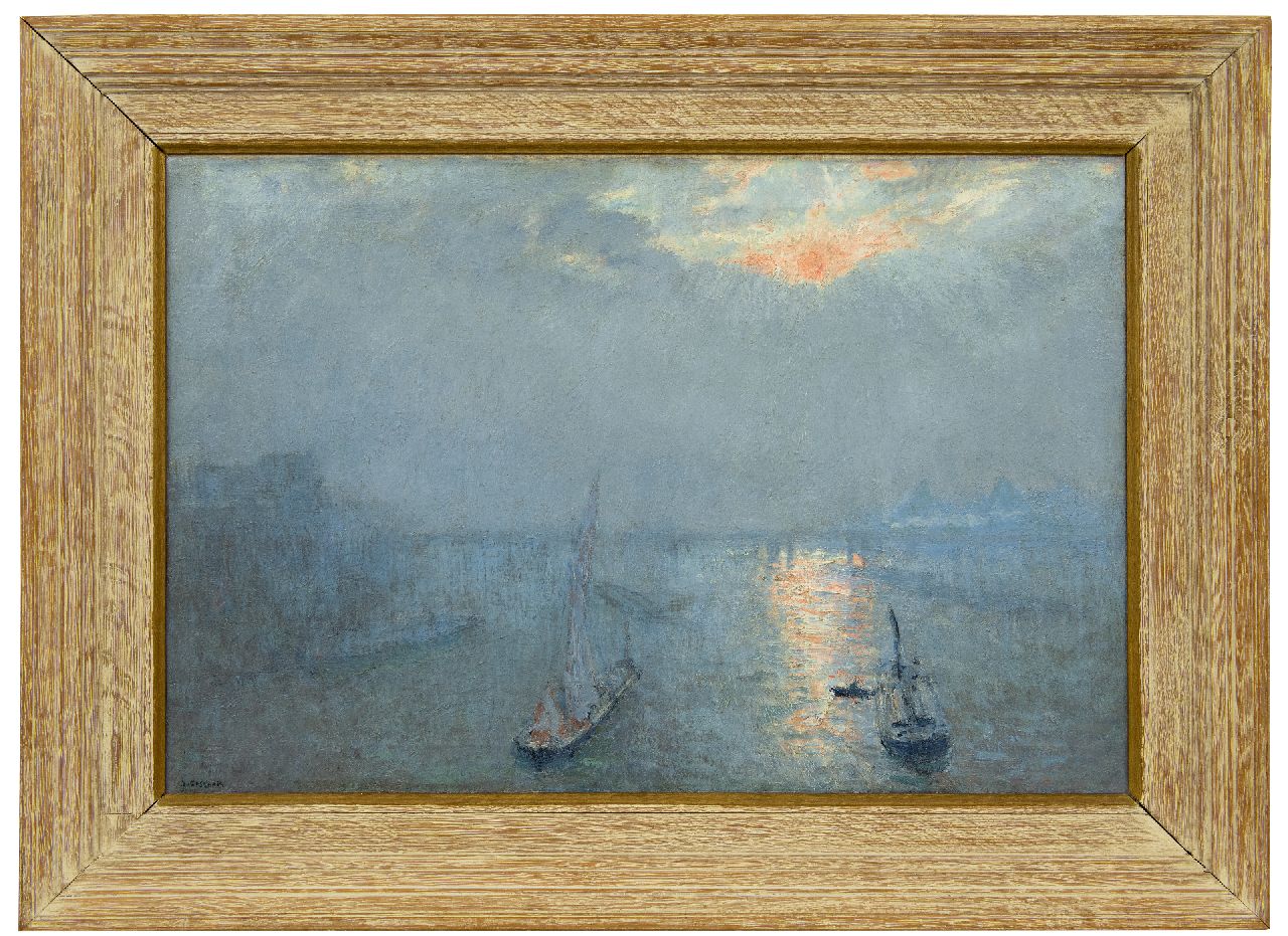 Cossaar J.C.W.  | Jacobus Cornelis Wyand 'Ko' Cossaar, Die Thames im Nebel, Öl auf Leinwand 51,8 x 76,5 cm, Unterzeichnet u.l.